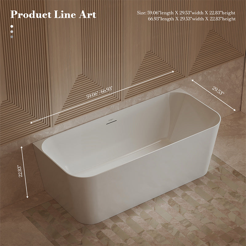 Monblari Acrylic Bathtubs Rectangular White Tub