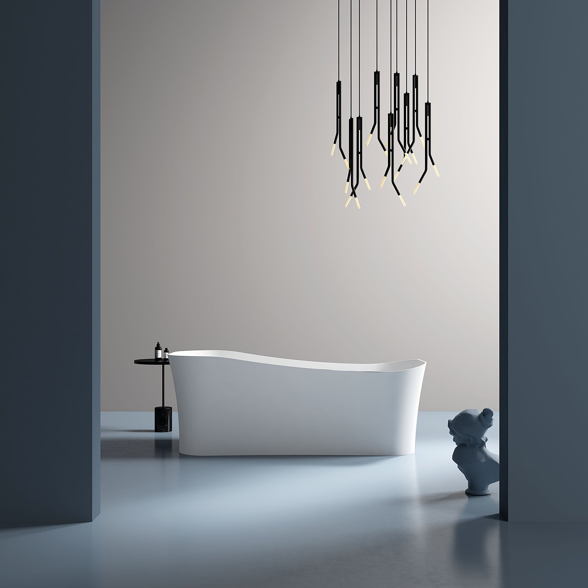 67-71 Inch MonBlari Acrylic Freestanding Bathtub-FrontView