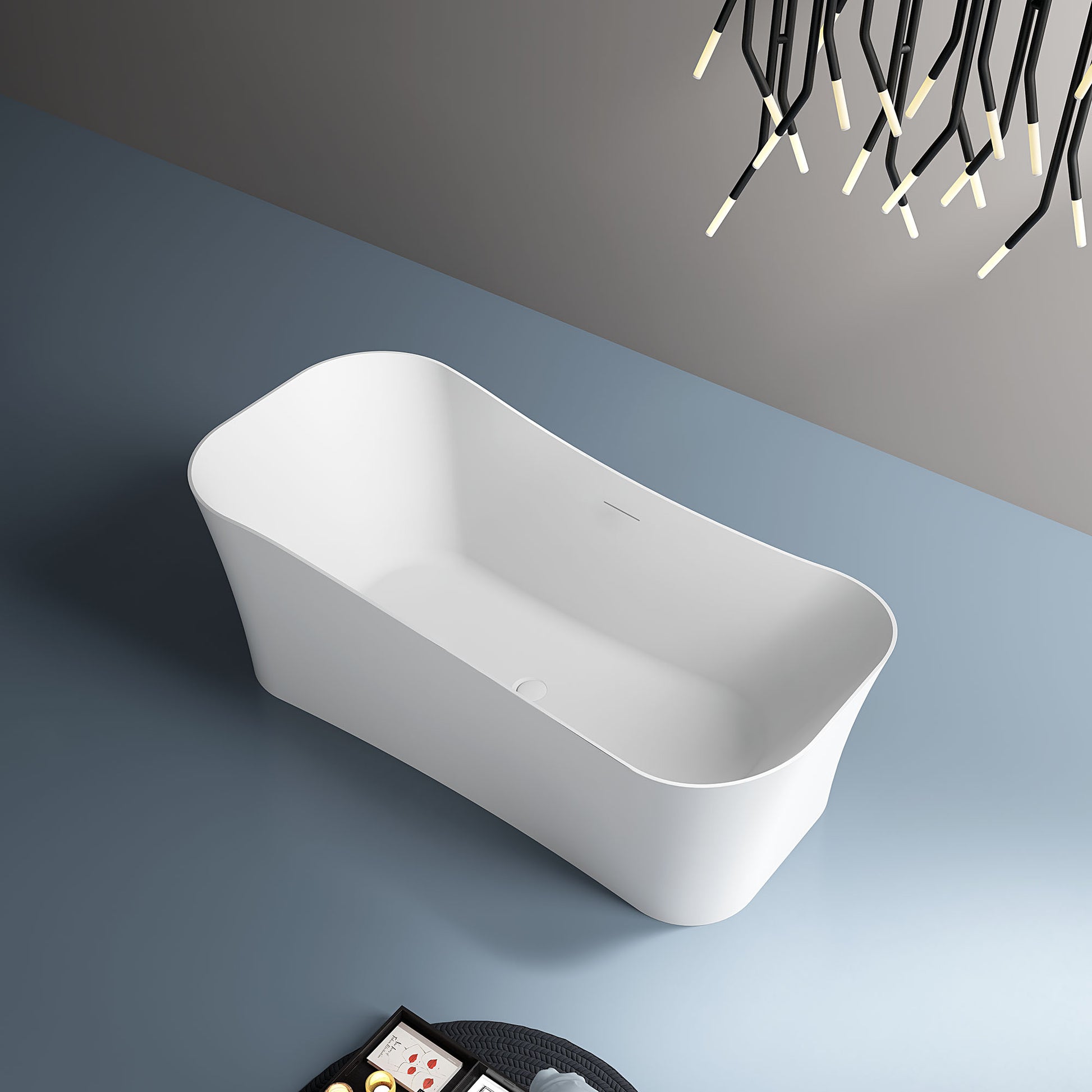 67-71 Inch MonBlari Acrylic Freestanding Bathtub-SideTop