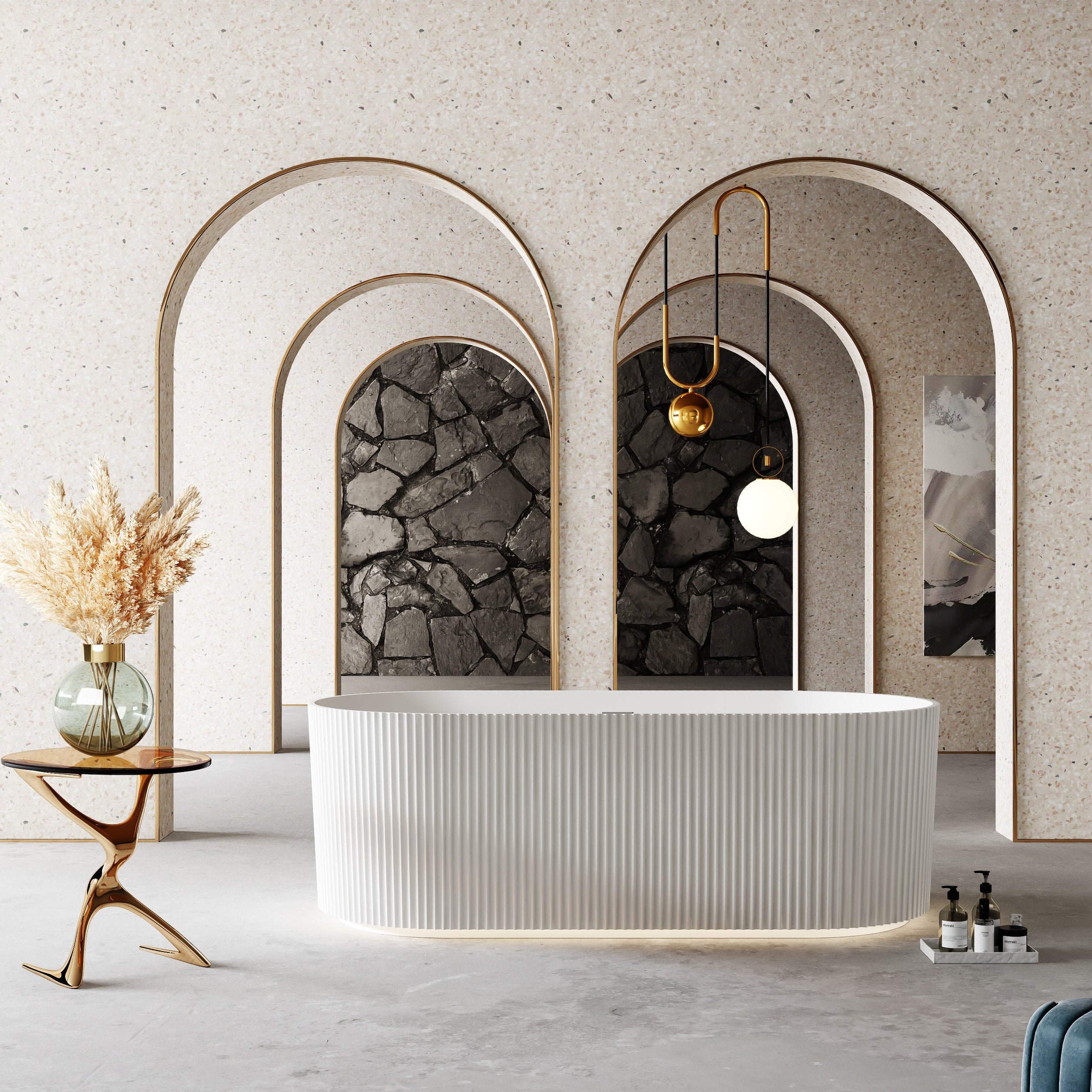 55-71 Inch MonBlari Acrylic Freestanding Bathtub-FrontView