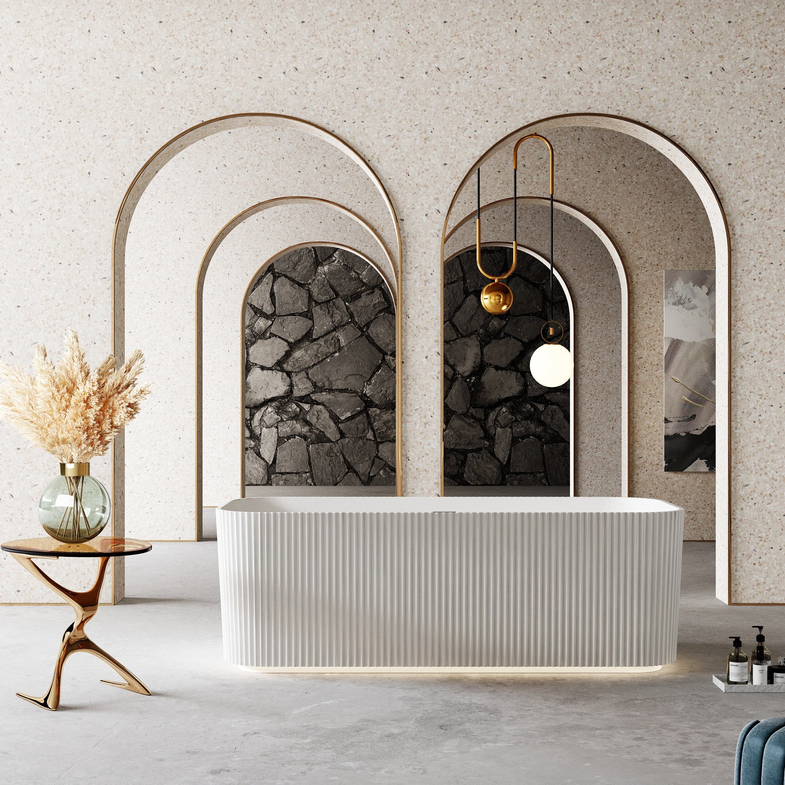 59-67 Inch MonBlari Acrylic Freestanding Bathtub-FrontView