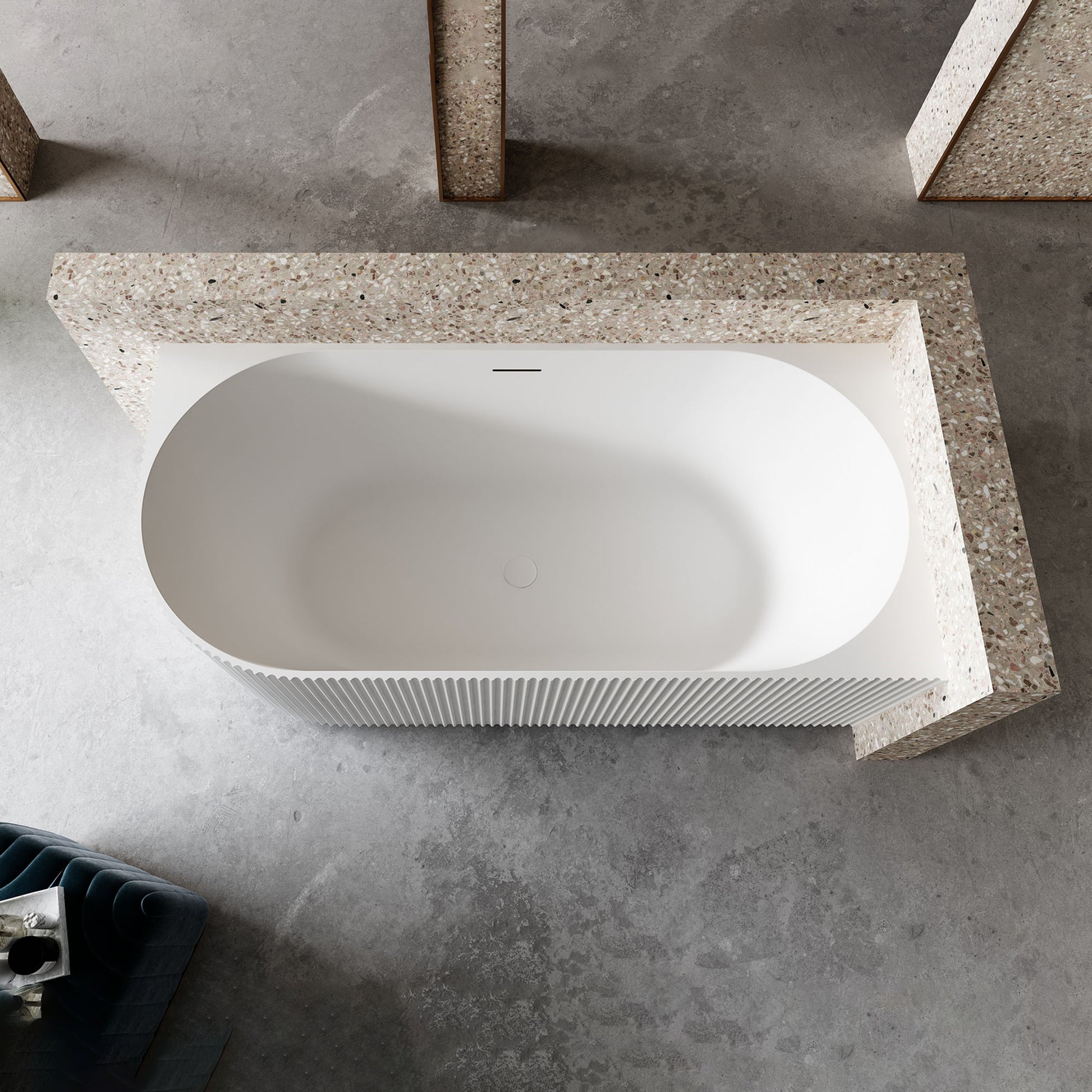 59-67 Inch MonBlari Acrylic Back to Wall Bathtub-TopView