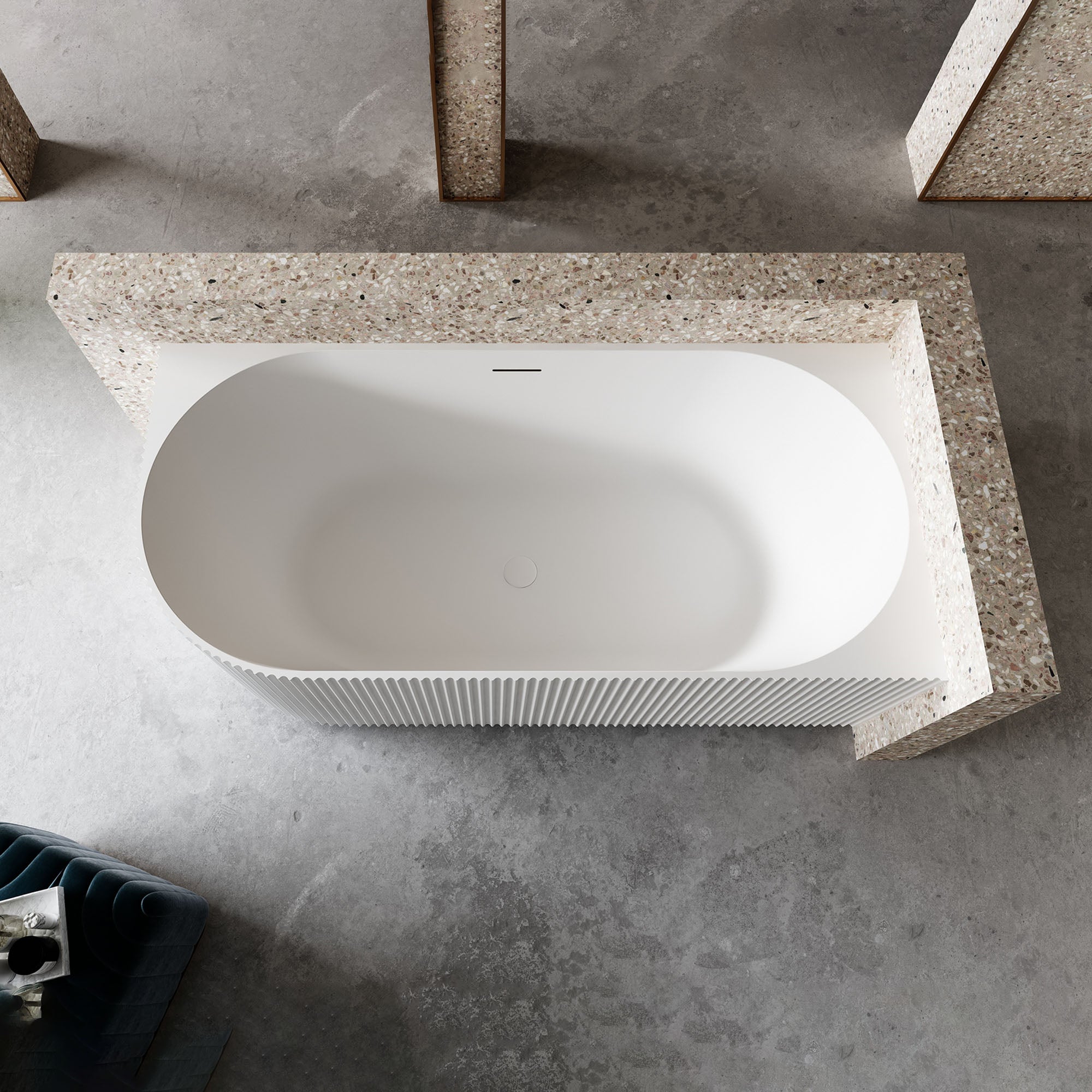 59-67 Inch MonBlari Acrylic Back to Wall Bathtub-TopView