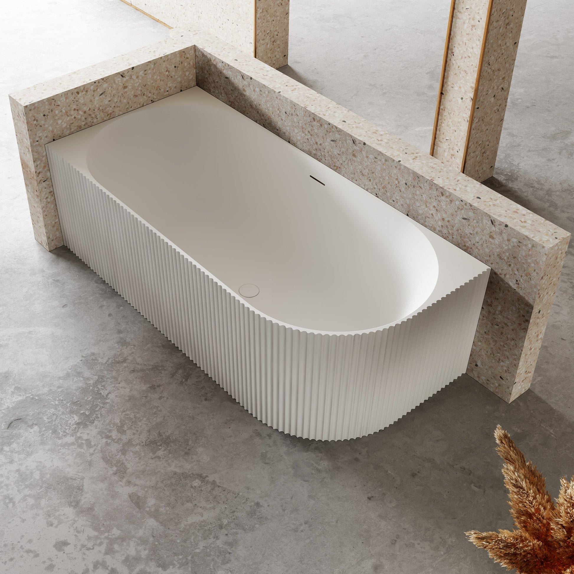 59-67 Inch MonBlari Acrylic Back to Wall Bathtub-SideView