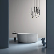 59" MonBlari Acrylic Matte White Soaking Tub Freestanding Bathtub Fluted