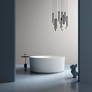 59" MonBlari Acrylic Soaking Tub Freestanding Bathtub Fluted