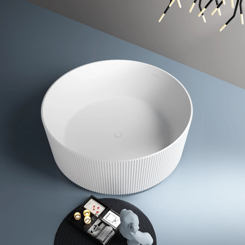 59" MonBlari Acrylic Soaking Tub Freestanding Bathtub Fluted