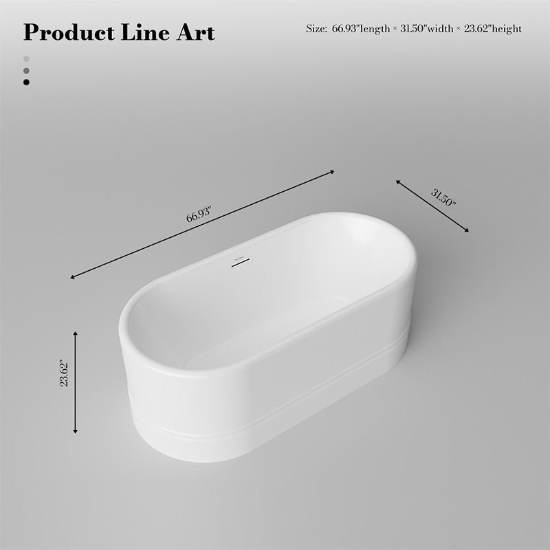 Monblari Summary Acrylic Bathtub White Bathtub