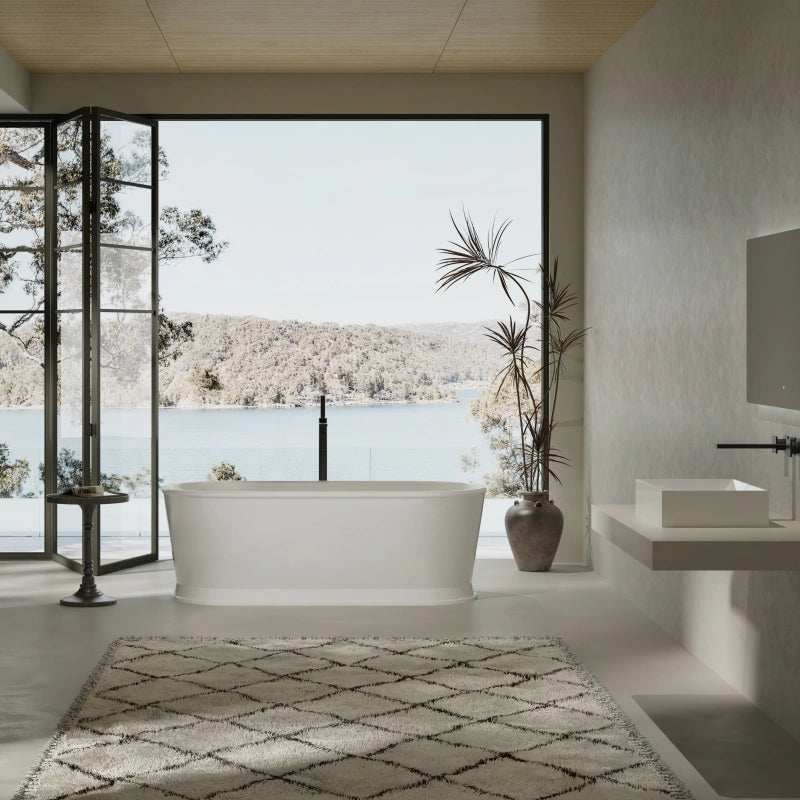 67" MonBlari Acrylic Freestanding Tub Matte White Soaking Bathtub