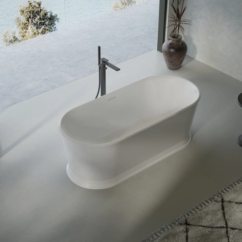 67" MonBlari Acrylic Freestanding Tub Matte White Soaking Bathtub