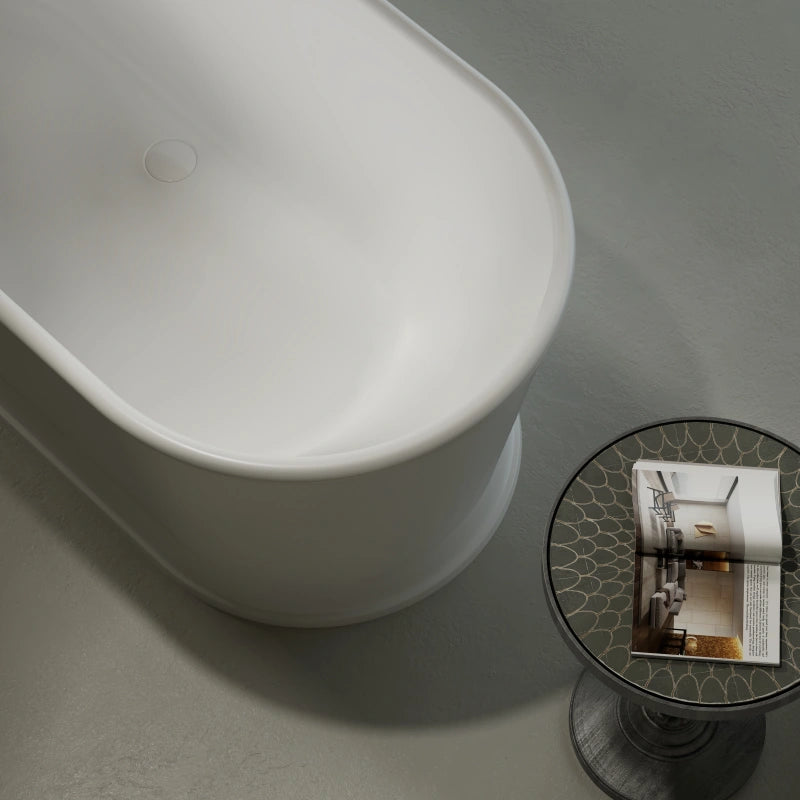 67" MonBlari Acrylic Freestanding Tub Matte White Soaking Bathtub