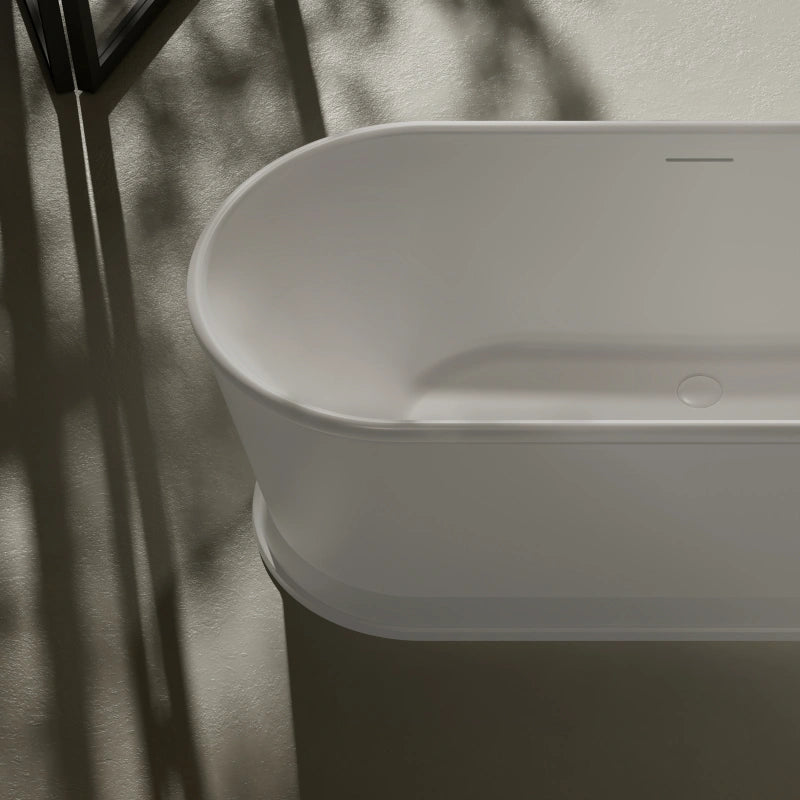 67" MonBlari Acrylic Freestanding Tub Matte White Soaking Bathtub