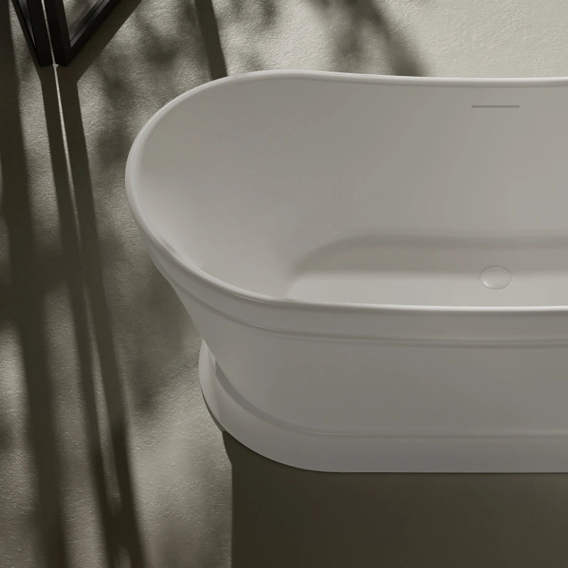 66.9" MonBlari Matte White Double Slipper Soaking Tub Acrylic Freestanding Bathtub