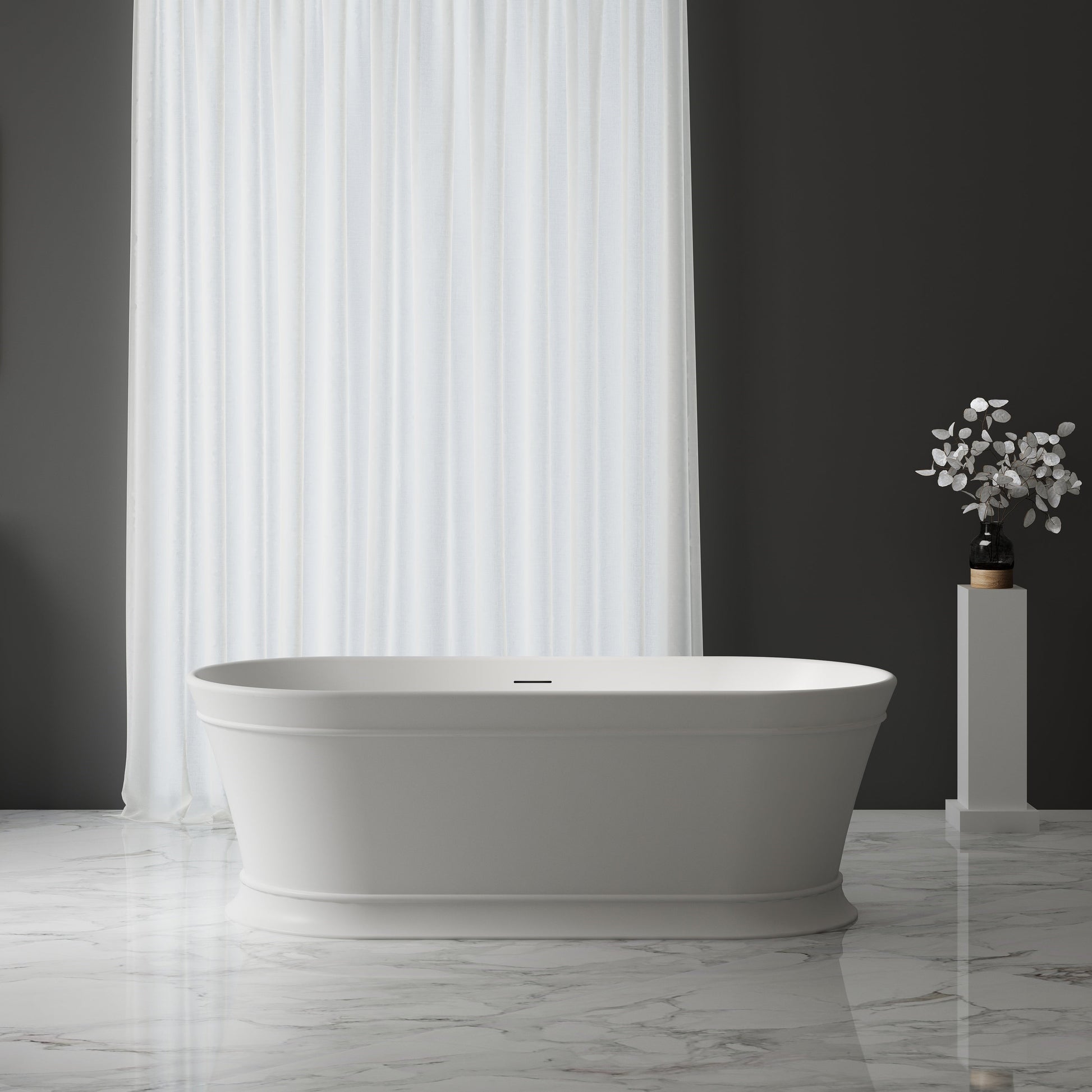 67 Inch MonBlari Acrylic Freestanding Bathtub-FrontView