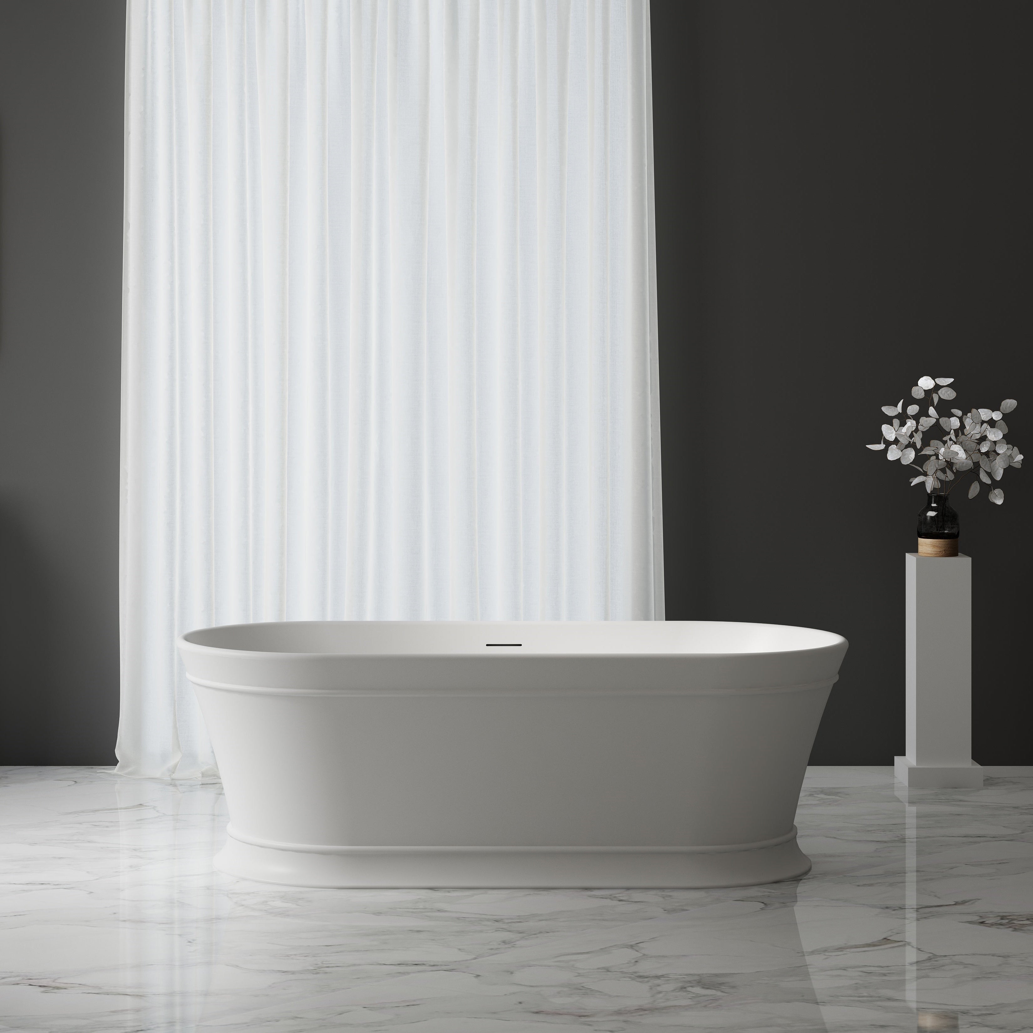 67 Inch MonBlari Acrylic Freestanding Bathtub-FrontView