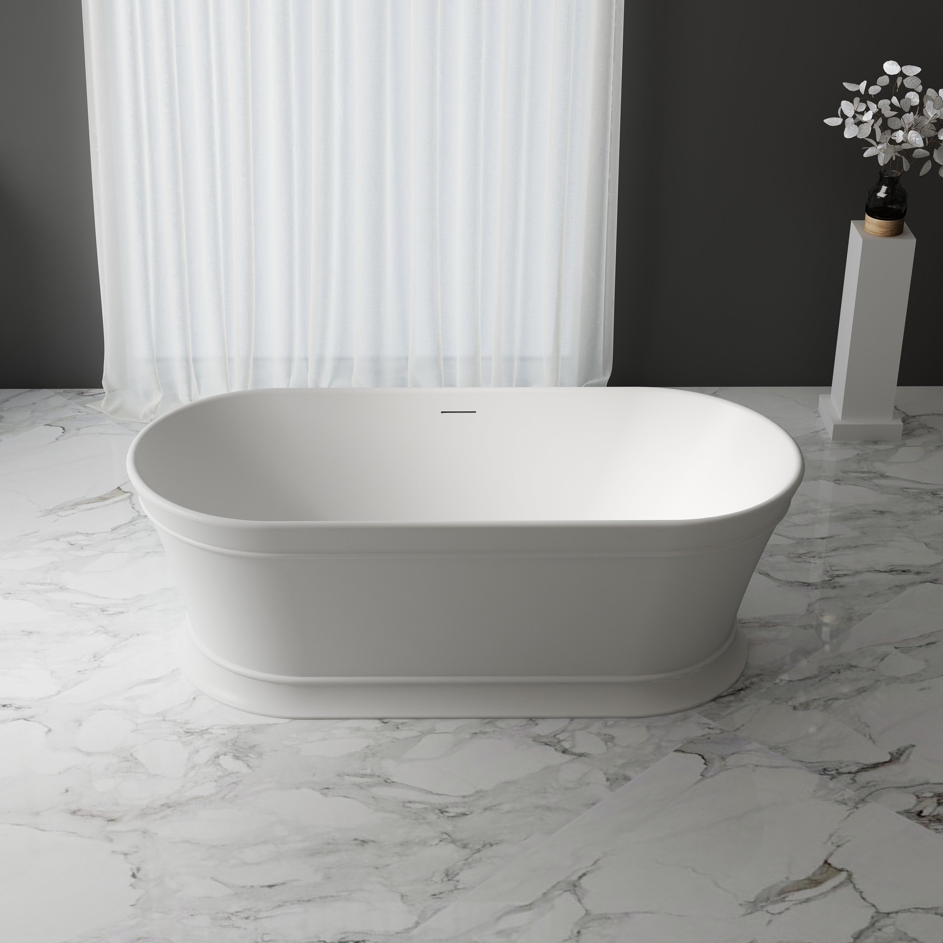 67 Inch MonBlari Acrylic Freestanding Bathtub-FrontTop