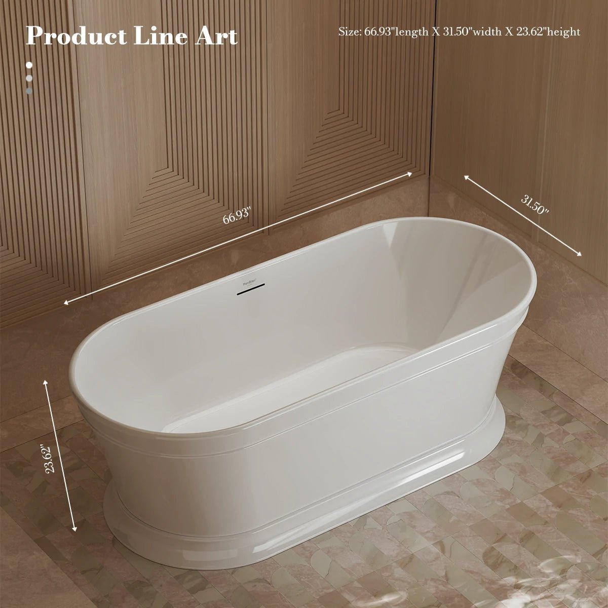 67 Inch MonBlari Acrylic Freestanding Bathtub