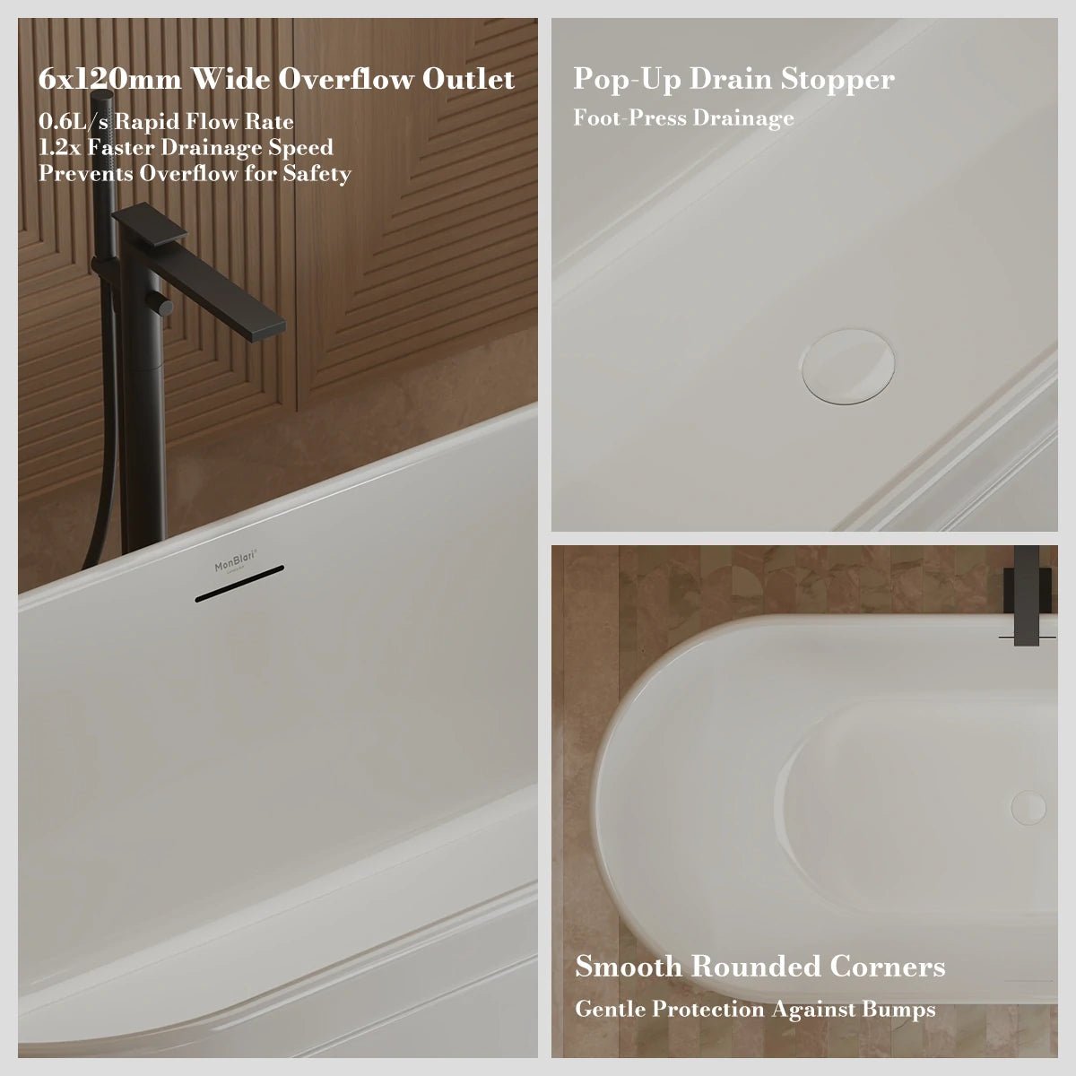 67 Inch MonBlari Acrylic Freestanding Bathtub