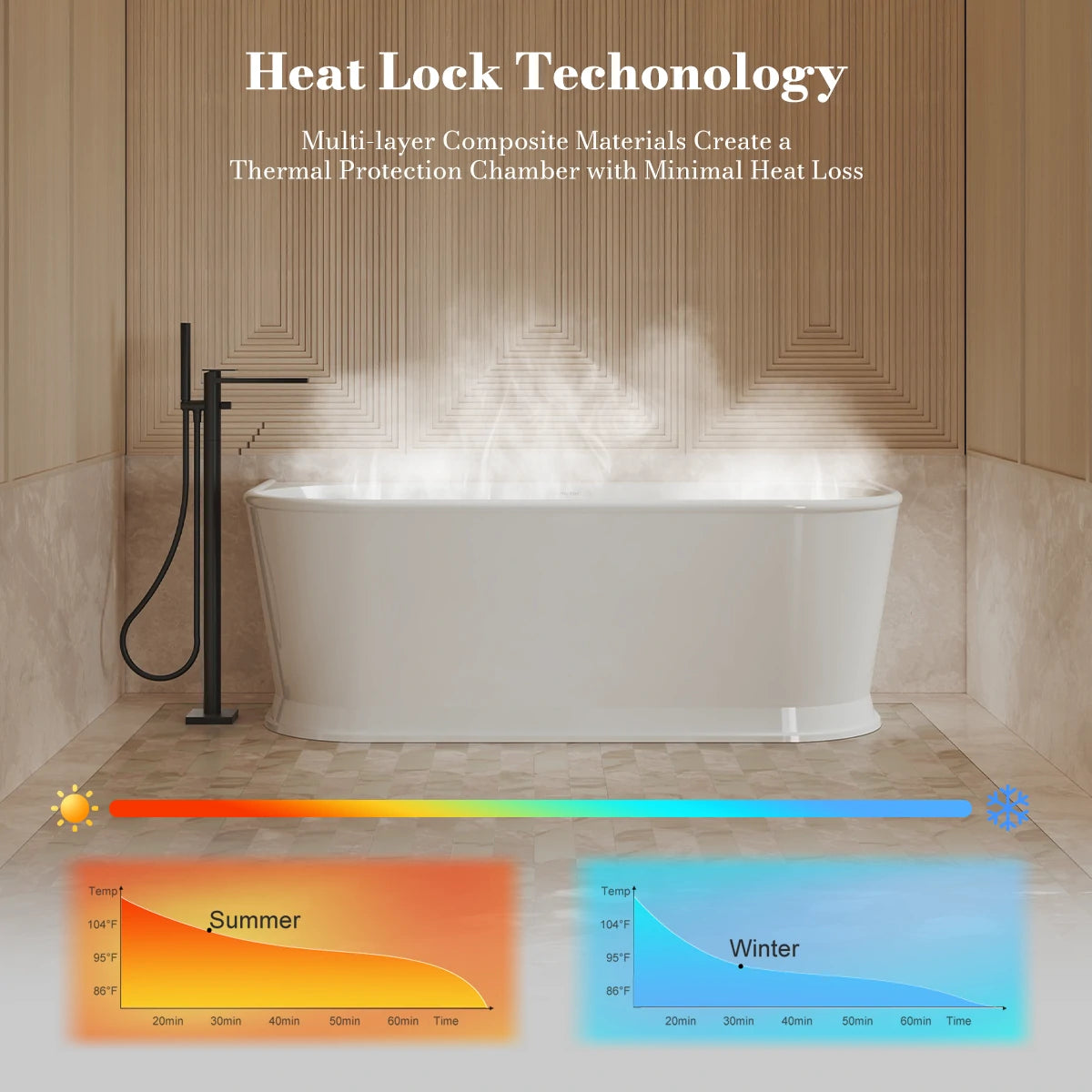 Monblari 67" × 31.5" Acrylic Soaking Tub Freestanding Bath