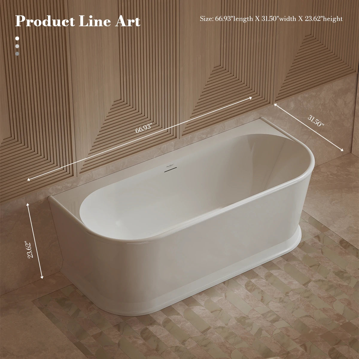 Monblari 67" × 31.5" Acrylic Soaking Tub Freestanding Bath