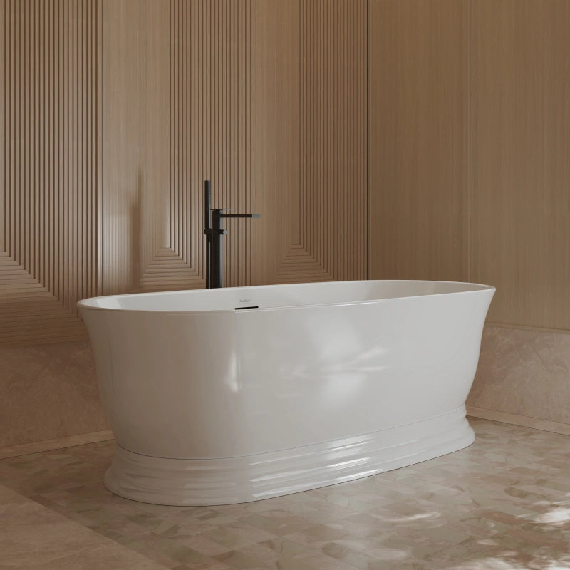 67" Standing Acrylic Soaking Tub with Center Drain
