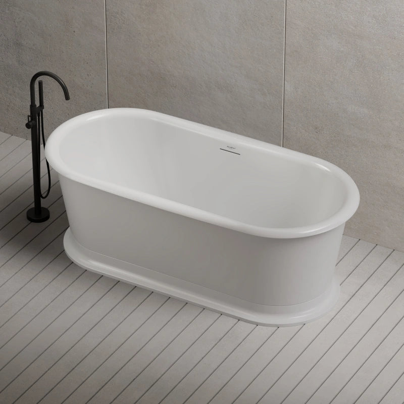 66" MonBlari Standing Acrylic Soaking Tub with Reversible Drain