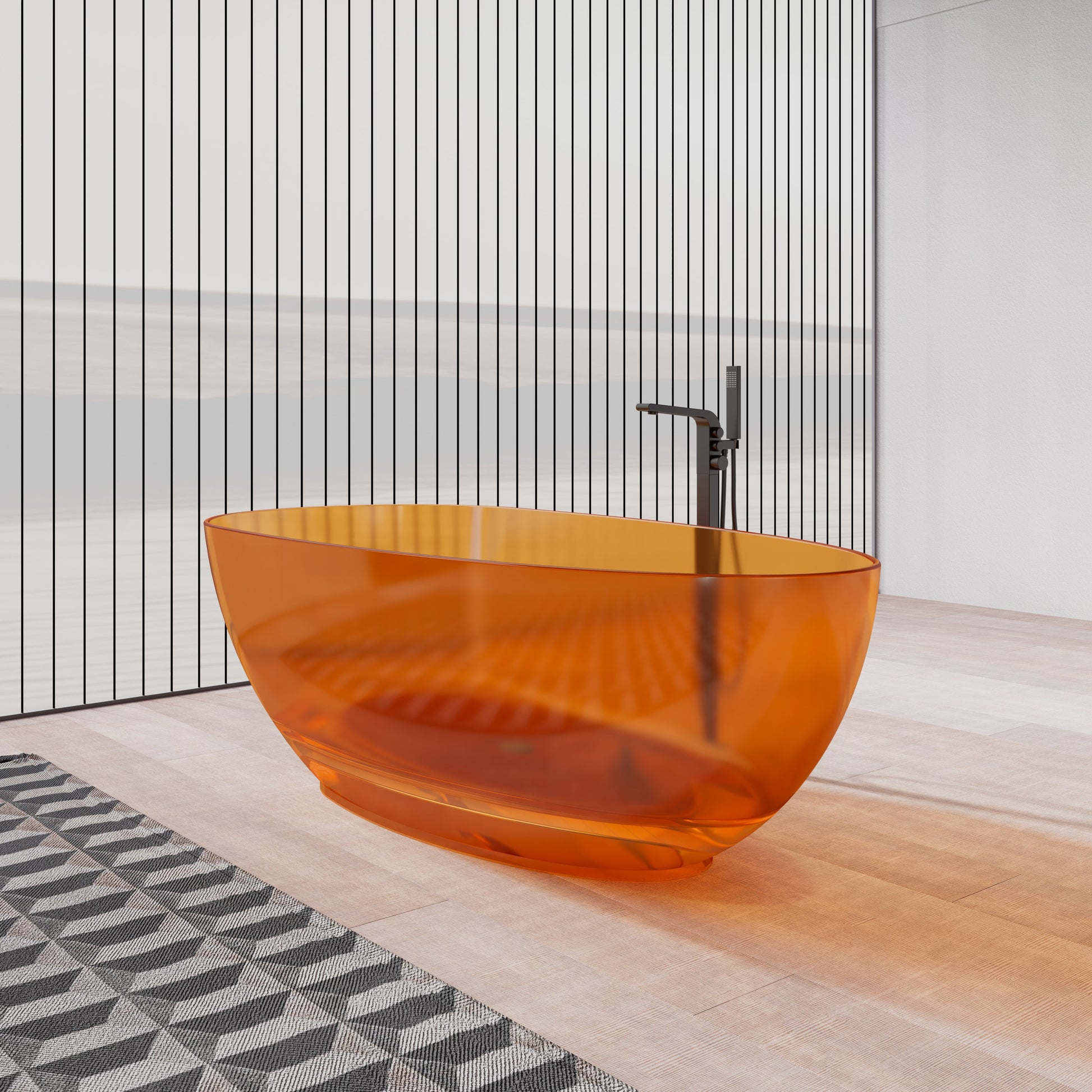 MonBlari Resin Freestanding Bathtub TW-8001T-TO-SideView