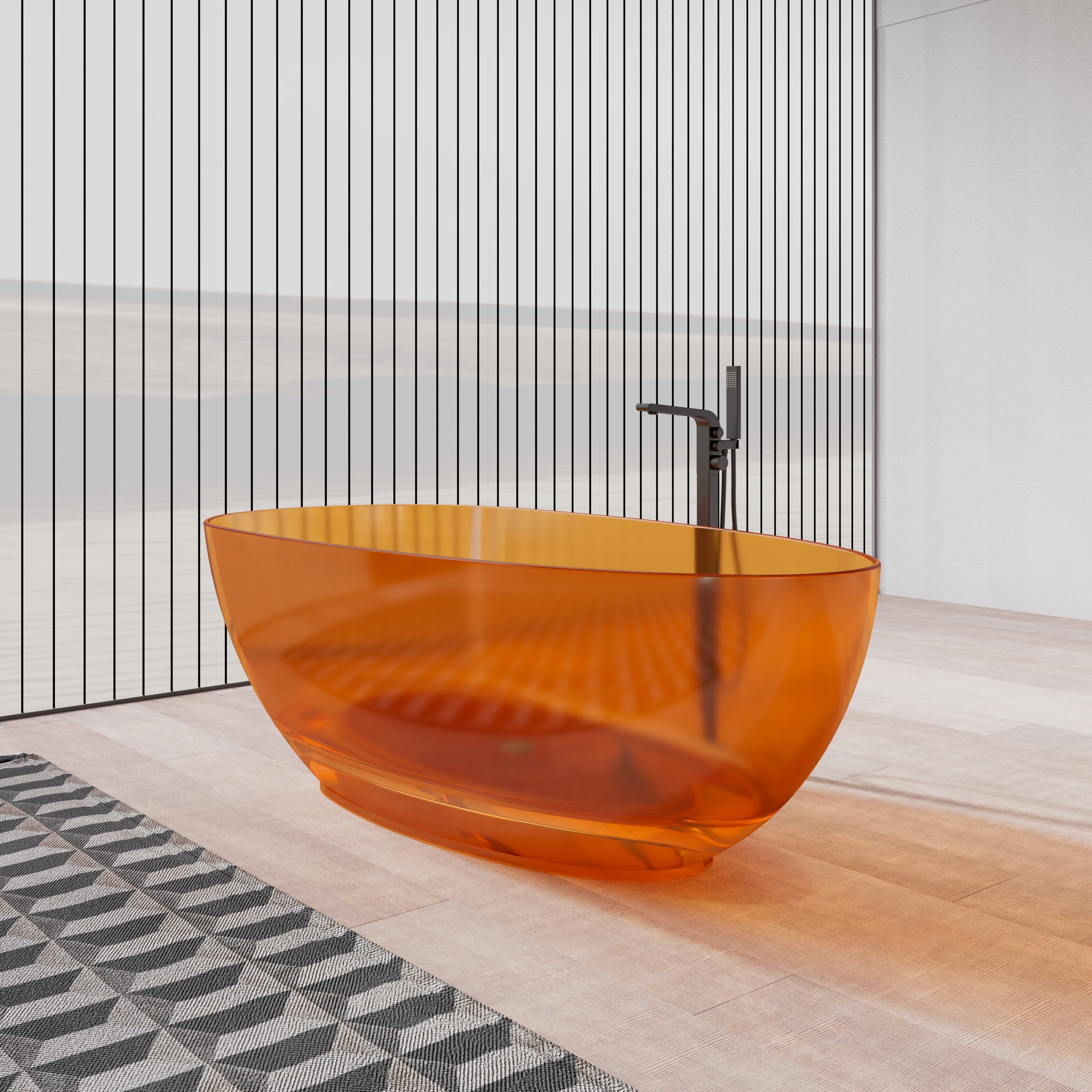 MonBlari Resin Freestanding Bathtub TW-8001T-TO-SideView