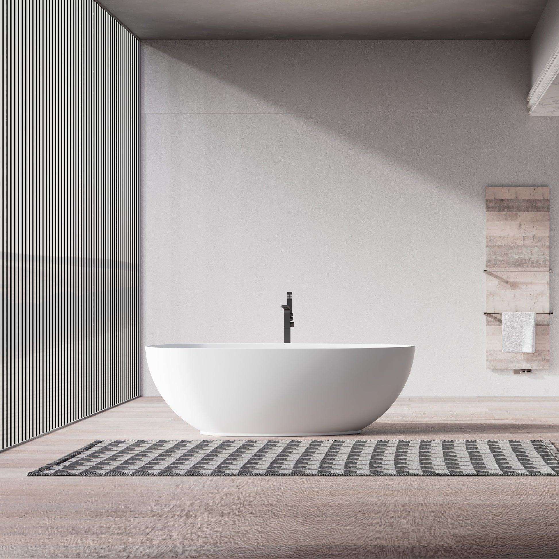 MonBlari Solid Surface Freestanding Bathtub TW-8001-MW-FrontView