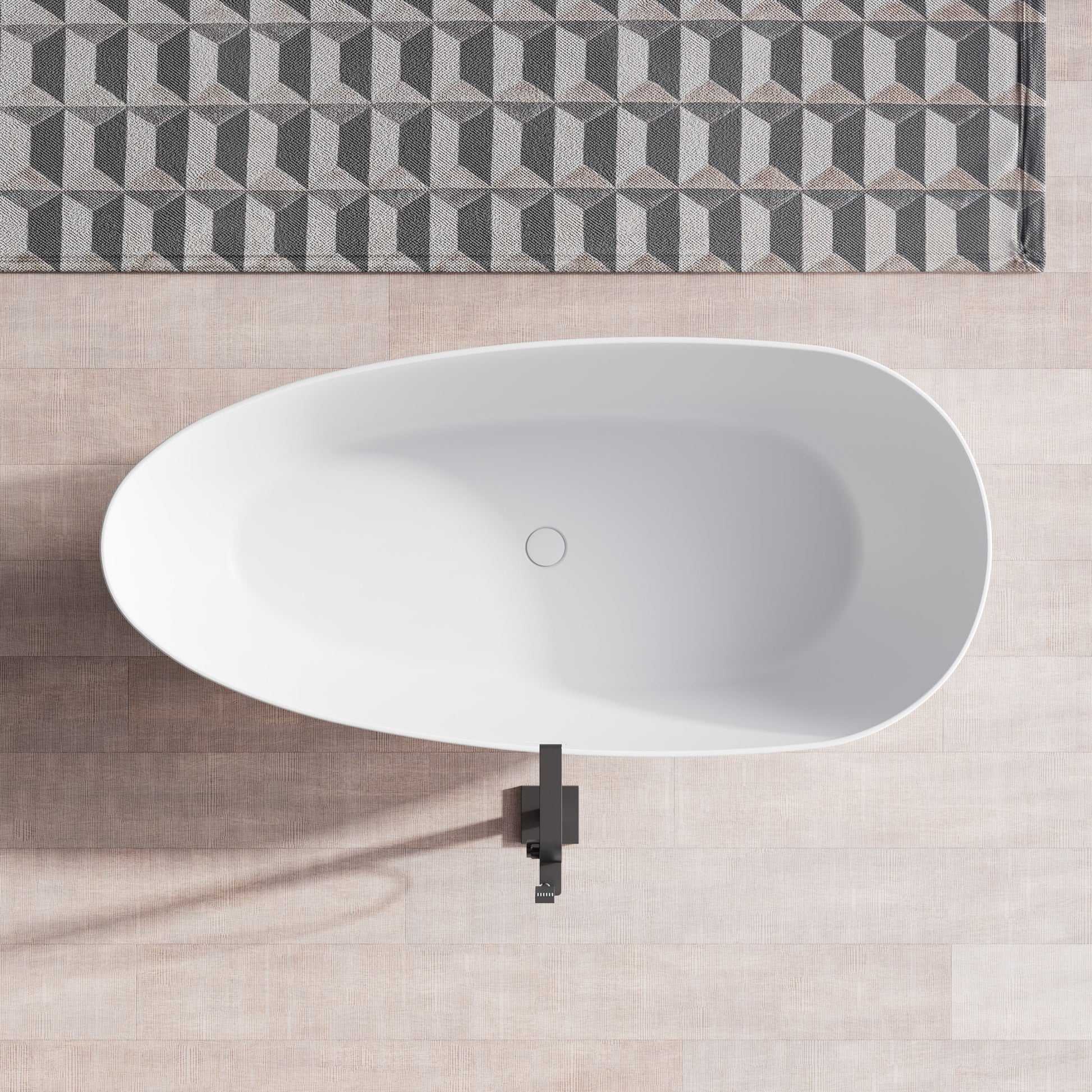 MonBlari Solid Surface Freestanding Bathtub TW-8001-MW-TopView