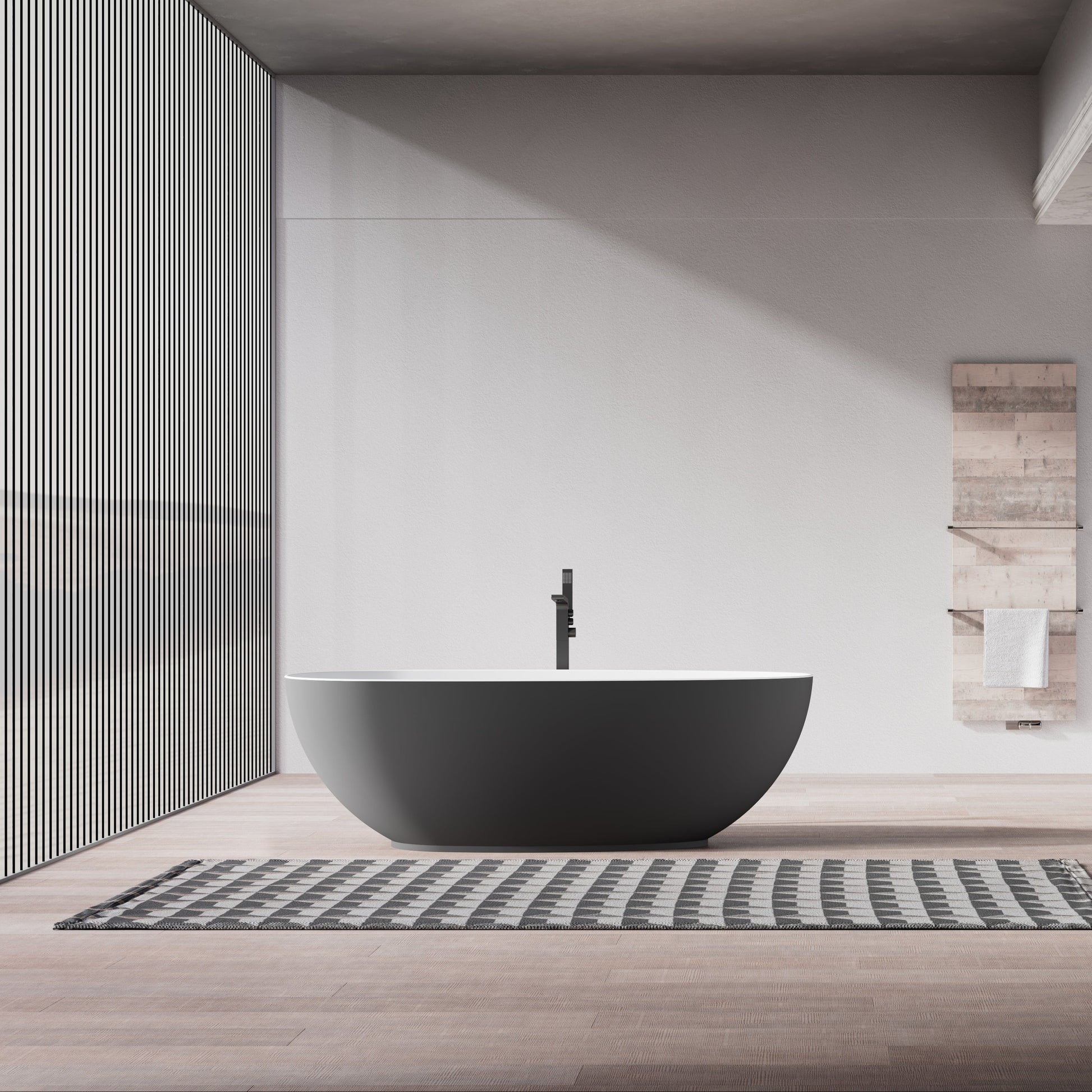 MonBlari Solid Surface Freestanding Bathtub TW-8001-MW-FrontView