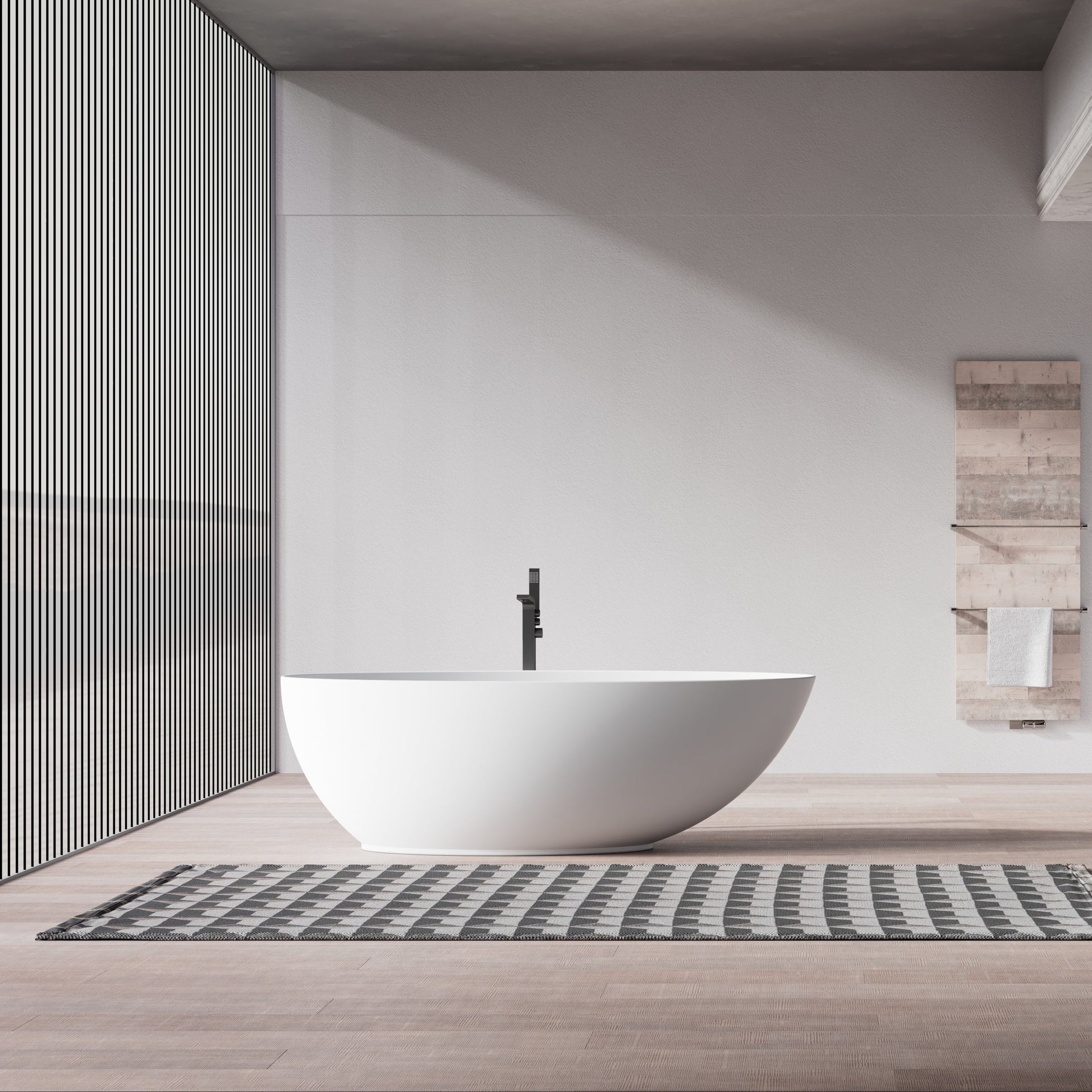 MonBlari Solid Surface Freestanding Bathtub TW-8003-MW-FrontView