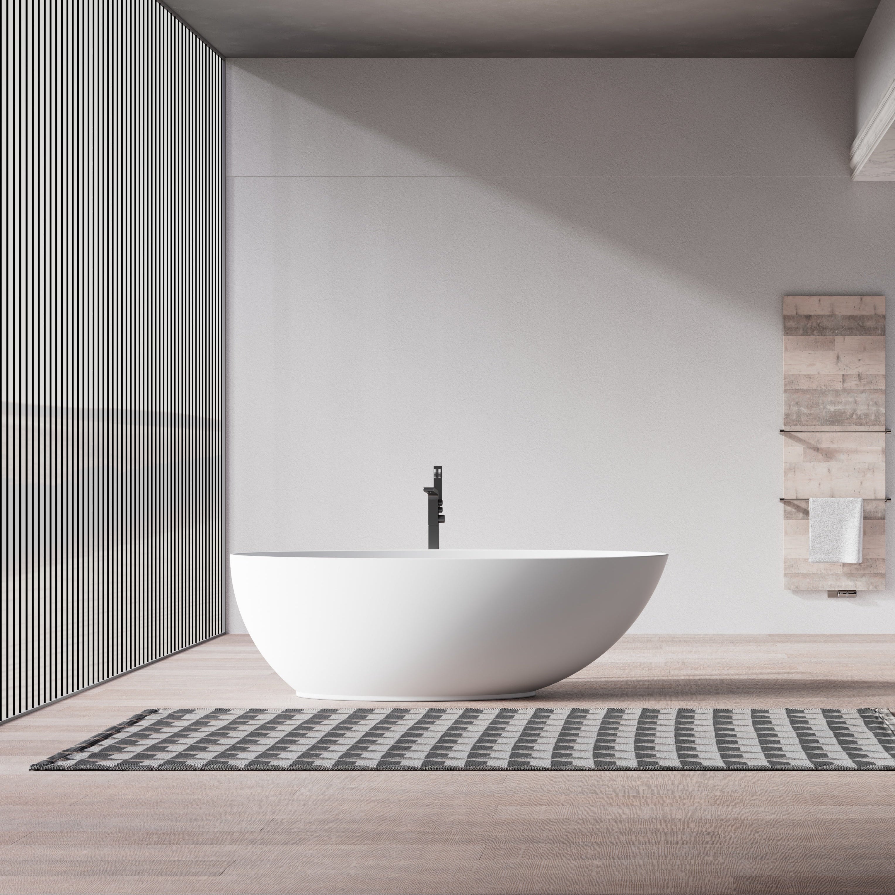 MonBlari Solid Surface Freestanding Bathtub TW-8003-MW-FrontView