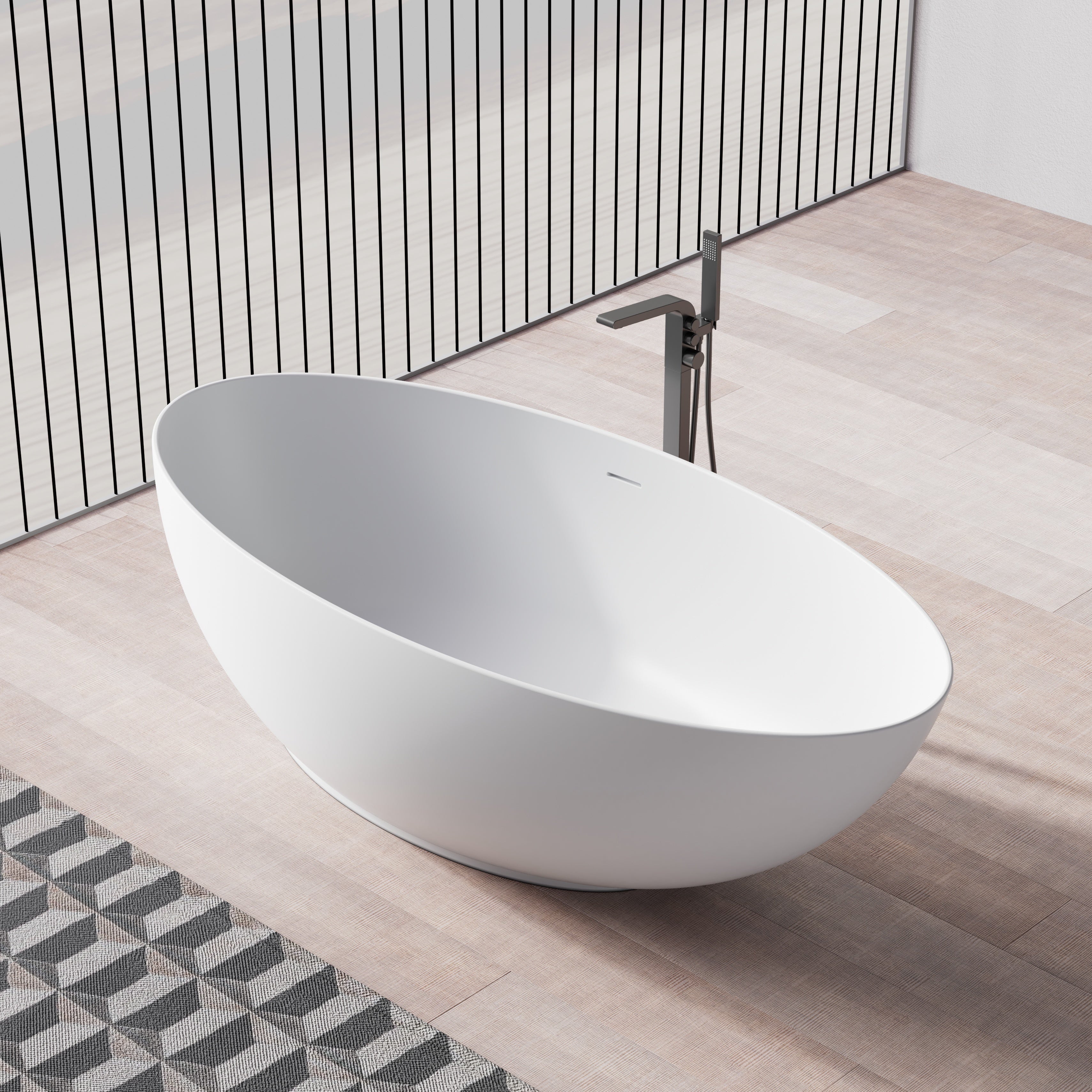 MonBlari Solid Surface Freestanding Bathtub TW-8003-MW-SideTop