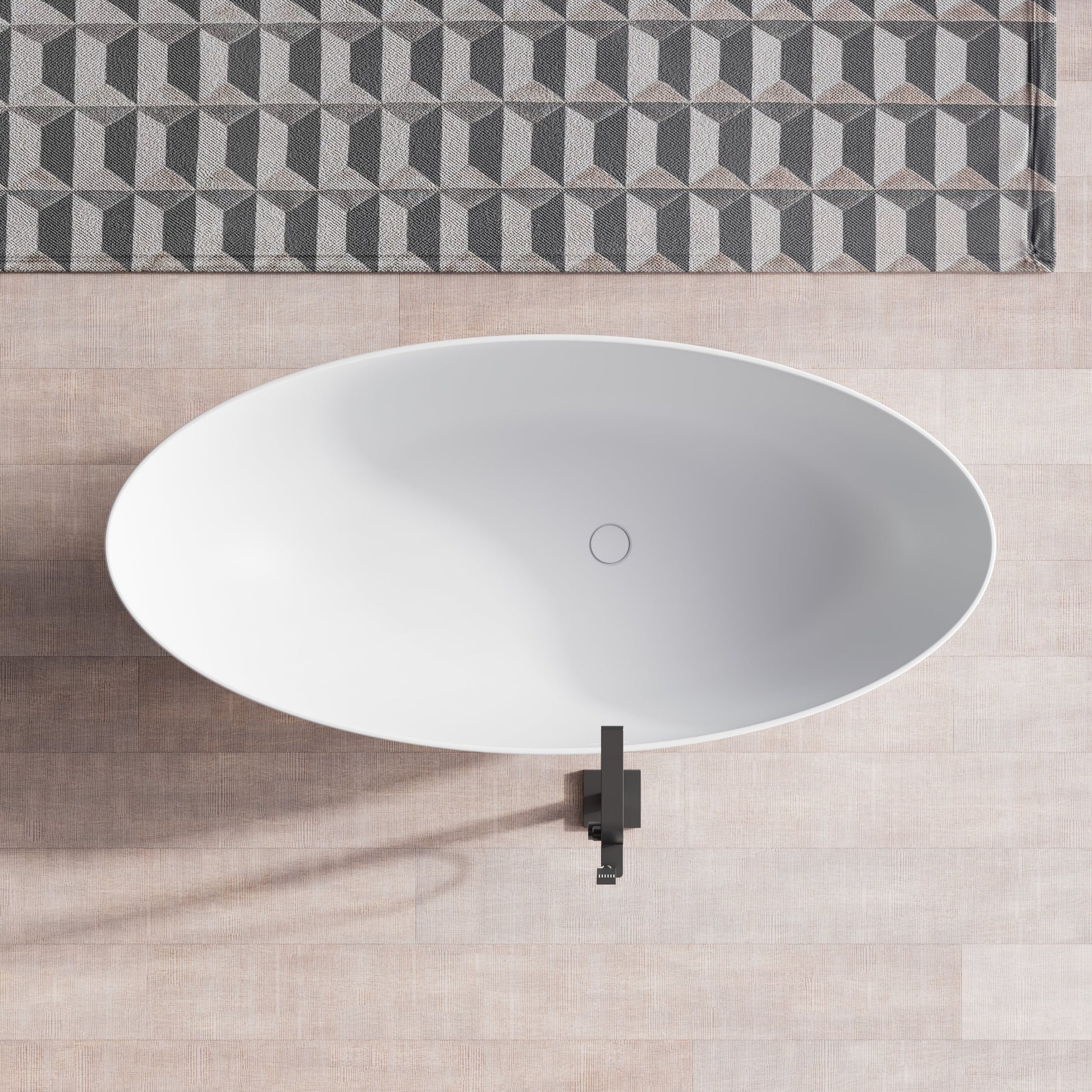 MonBlari Solid Surface Freestanding Bathtub TW-8003-MW-TopView