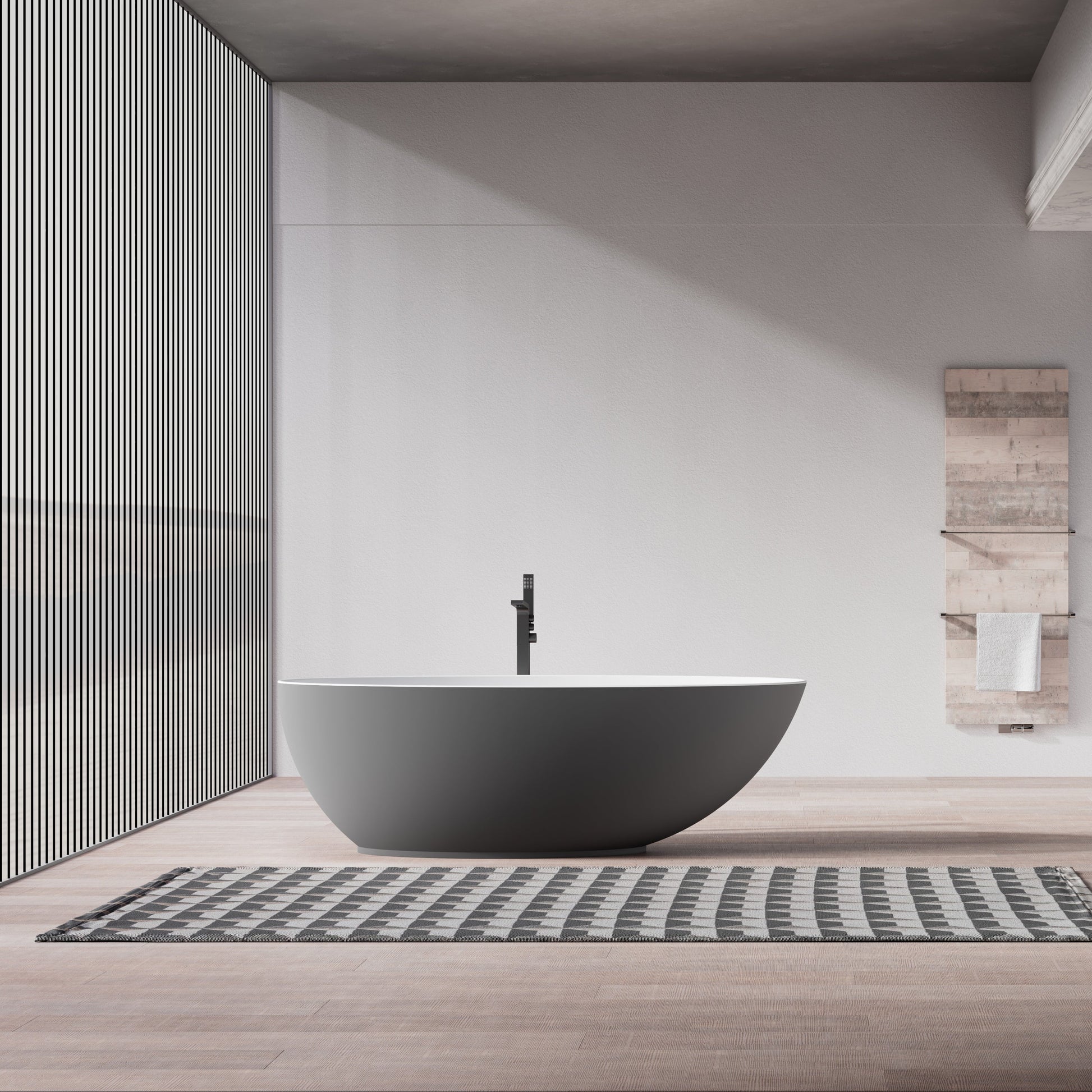 MonBlari Solid Surface Freestanding Bathtub TW-8003-MW-FrontView