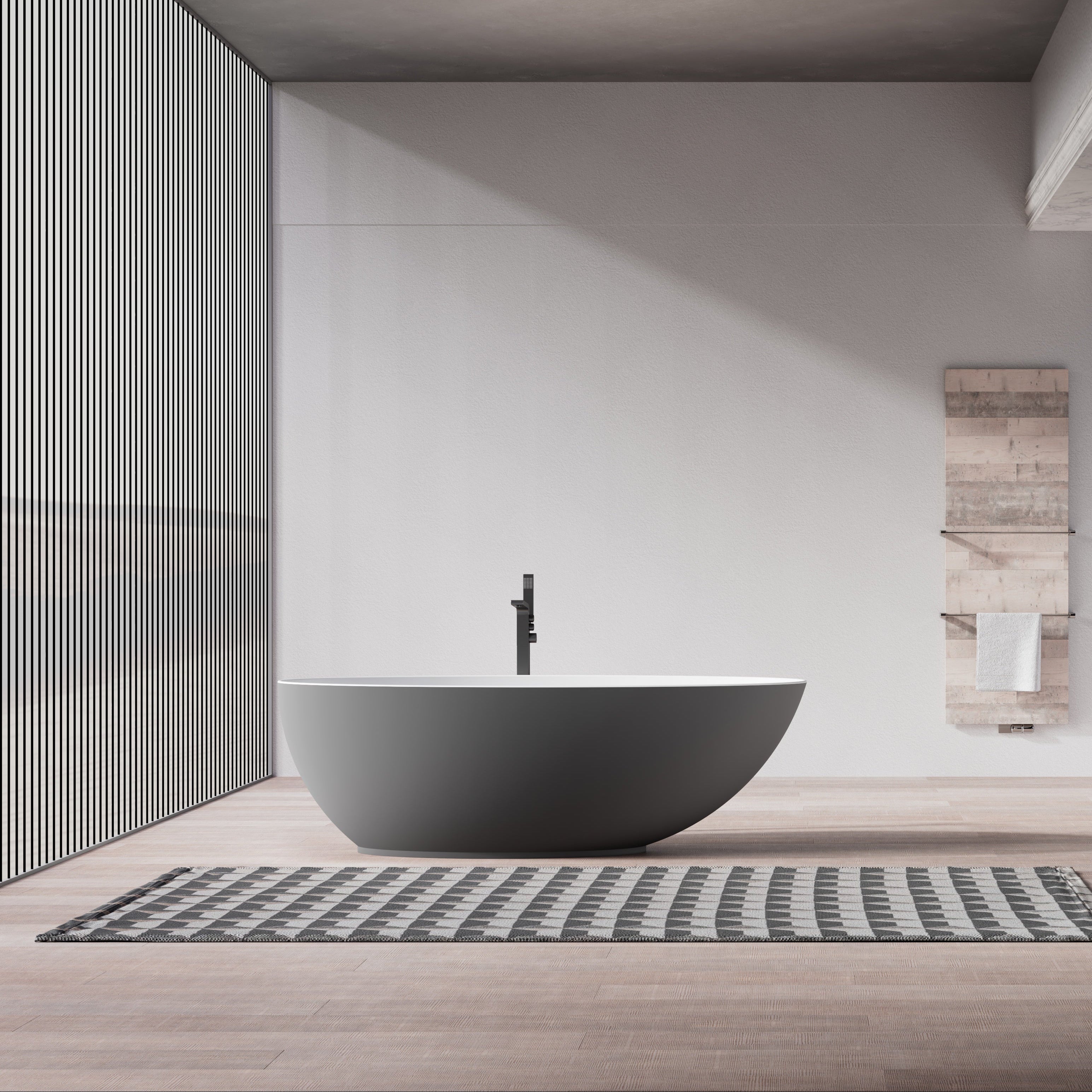 MonBlari Solid Surface Freestanding Bathtub TW-8003-MW-FrontView