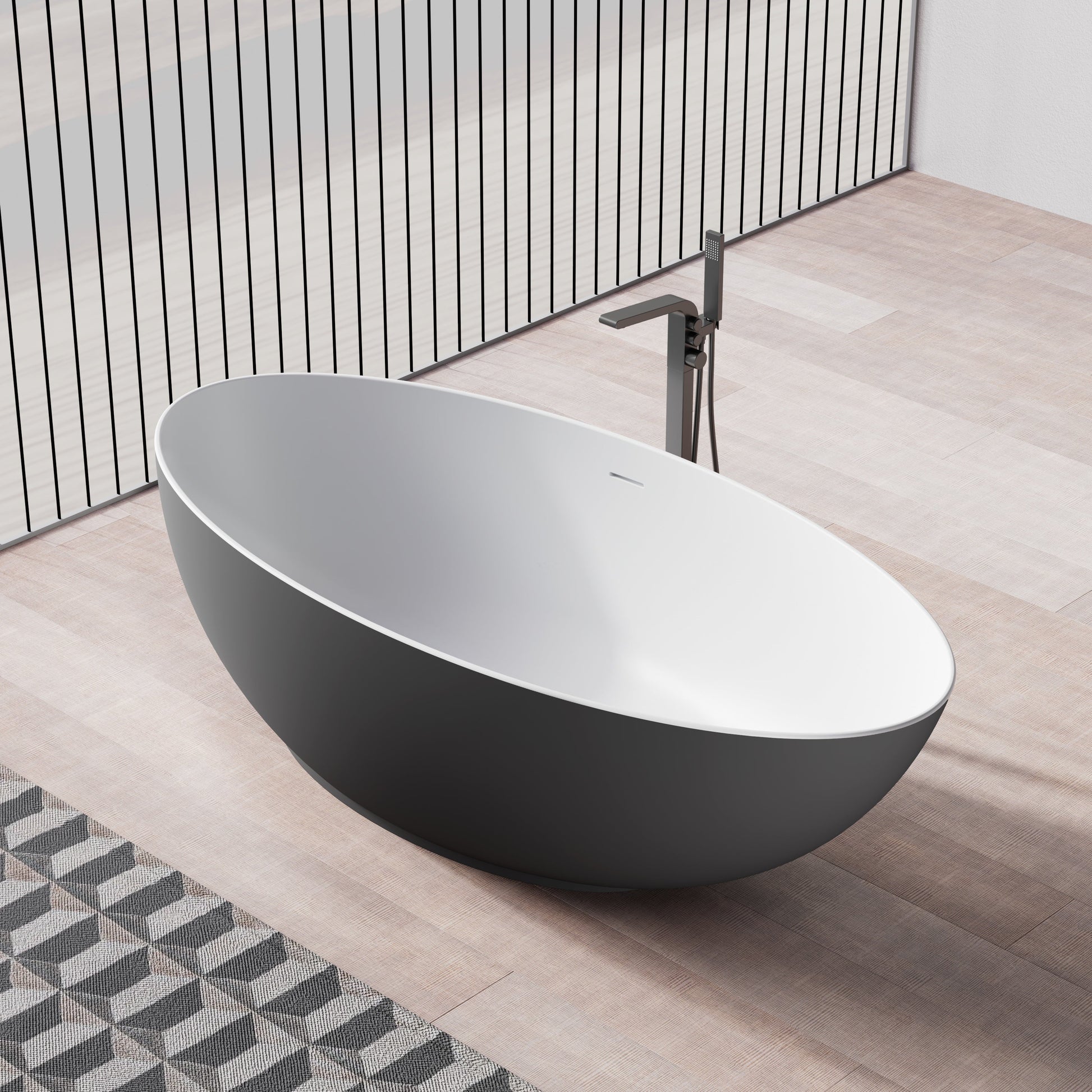 MonBlari Solid Surface Freestanding Bathtub TW-8003-MW-SideTop