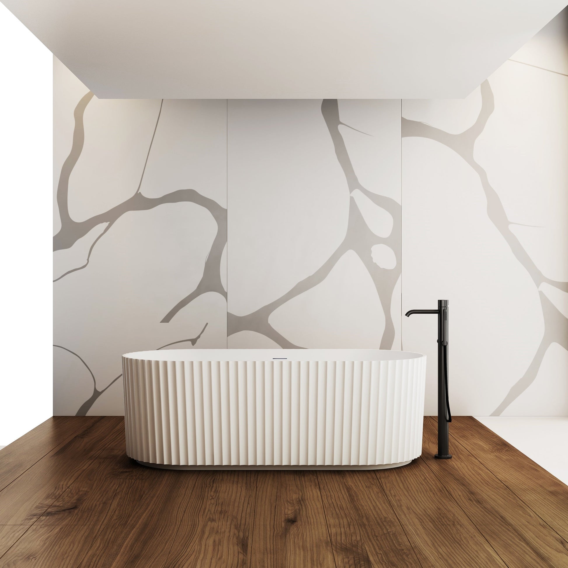 67 Inch MonBlari Solid Surface Freestanding Bathtub TW-8121-MW TW8121MW-FrontView