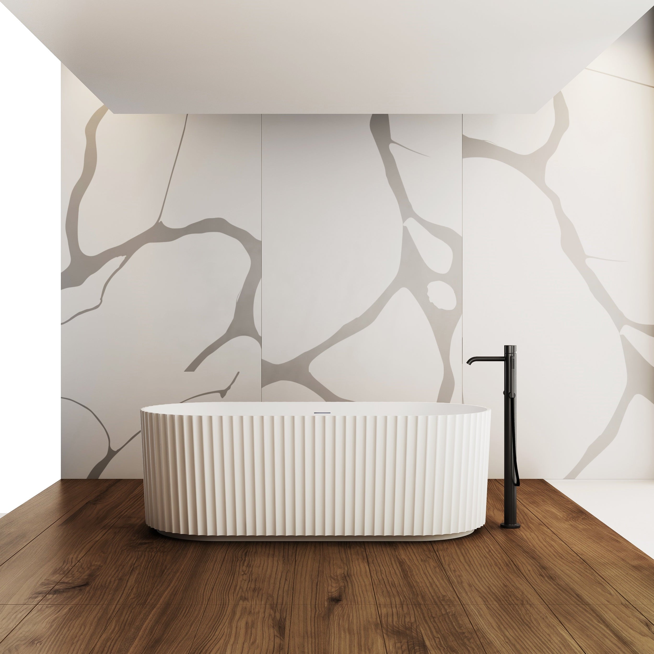 67 Inch MonBlari Solid Surface Freestanding Bathtub TW-8121-MW TW8121MW-FrontView