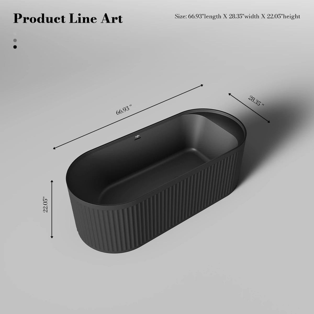 67 Inch MonBlari Solid Surface Freestanding Bathtub