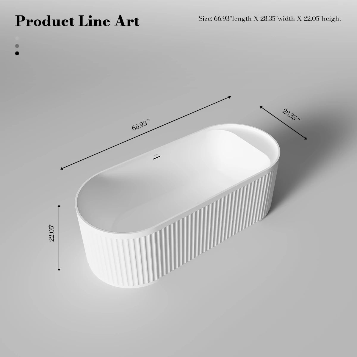 67 Inch MonBlari Solid Surface Freestanding Bathtub