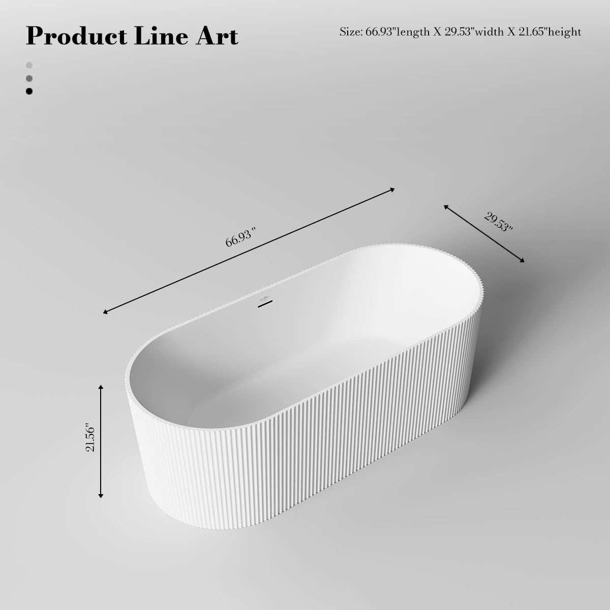 66.9 Inch MonBlari NOVA Solid Surface Freestanding Bathtub