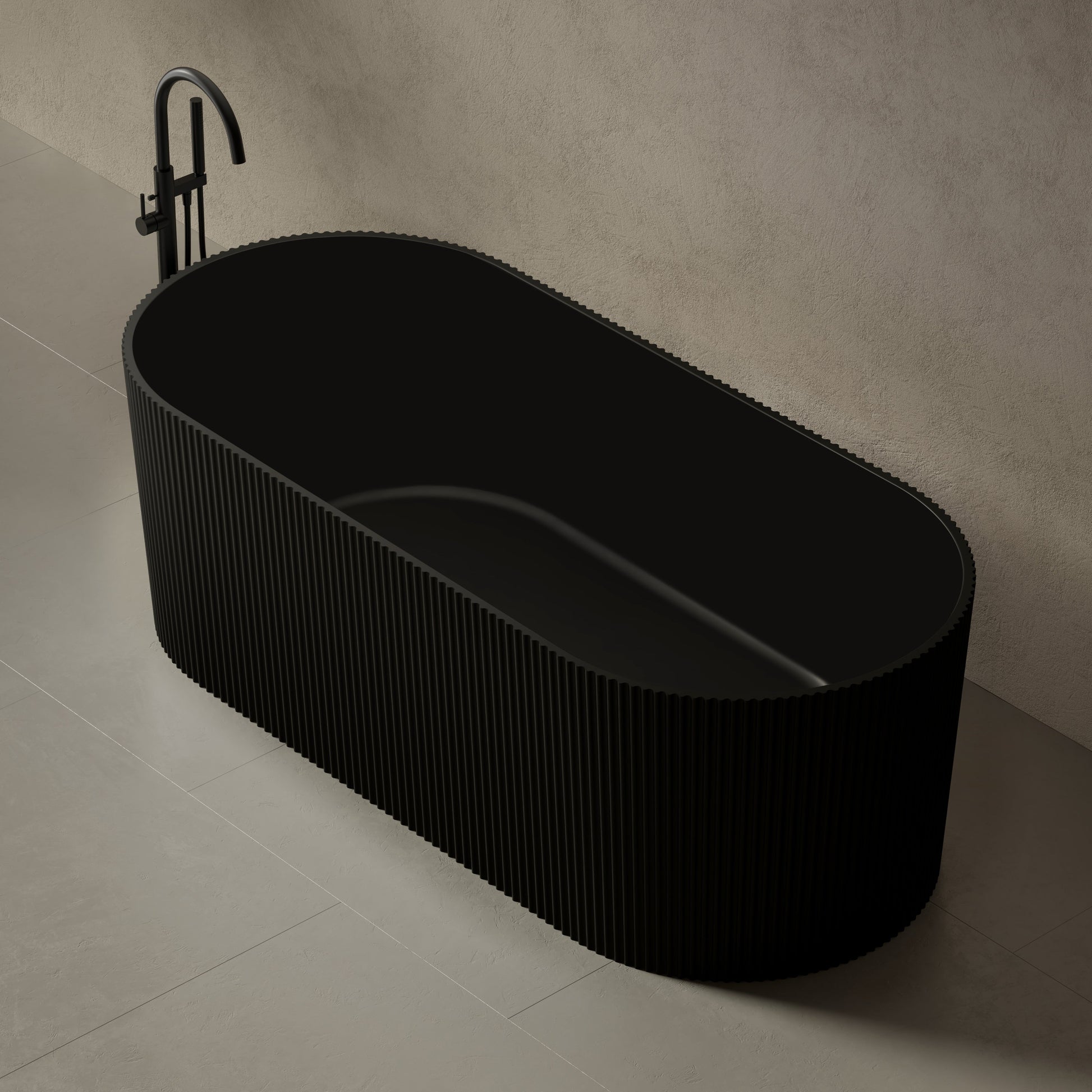 66.9 Inch MonBlari Solid Surface Freestanding Bathtub TW-8301-SideView