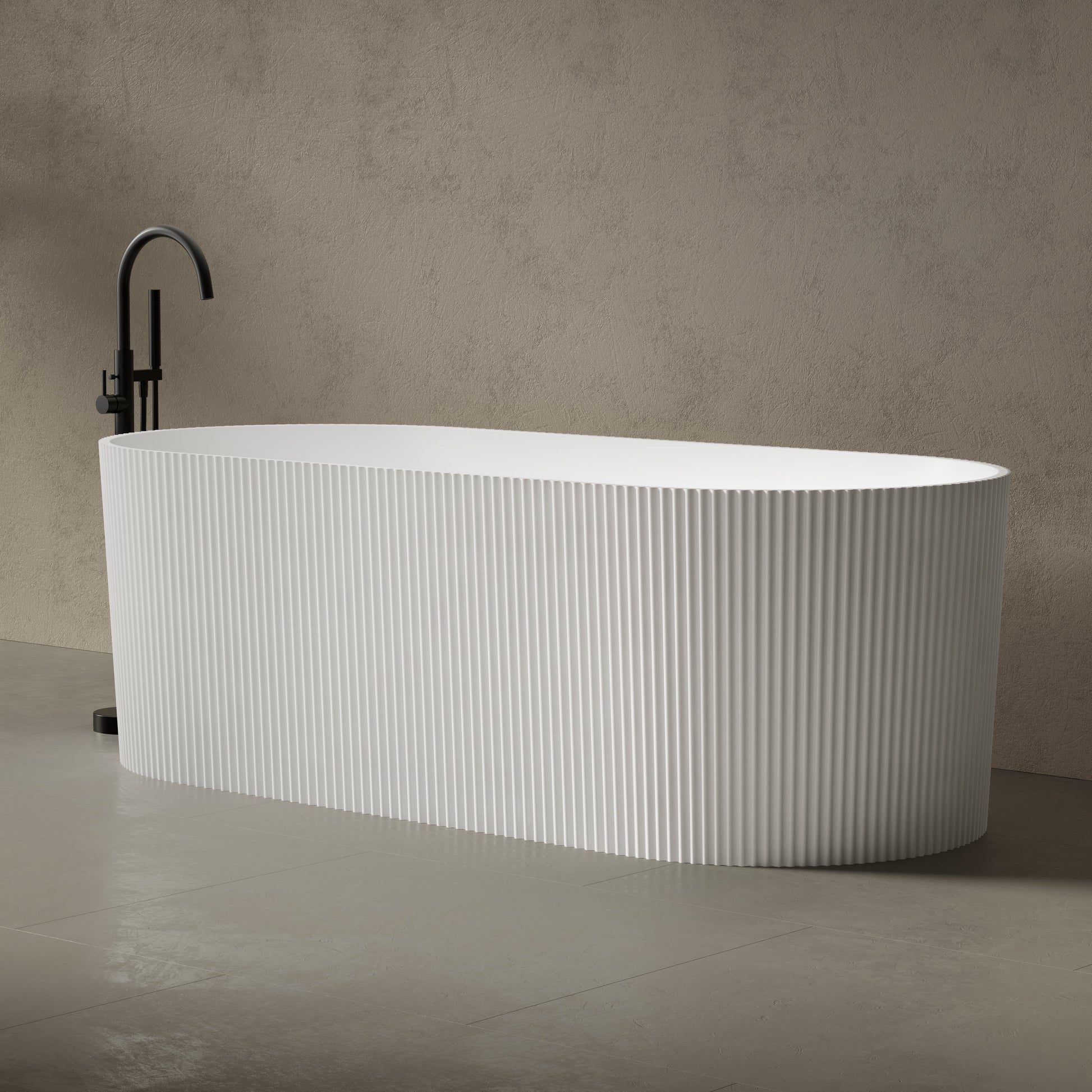 66.9 Inch MonBlari Solid Surface Freestanding Bathtub TW-8301-Side View