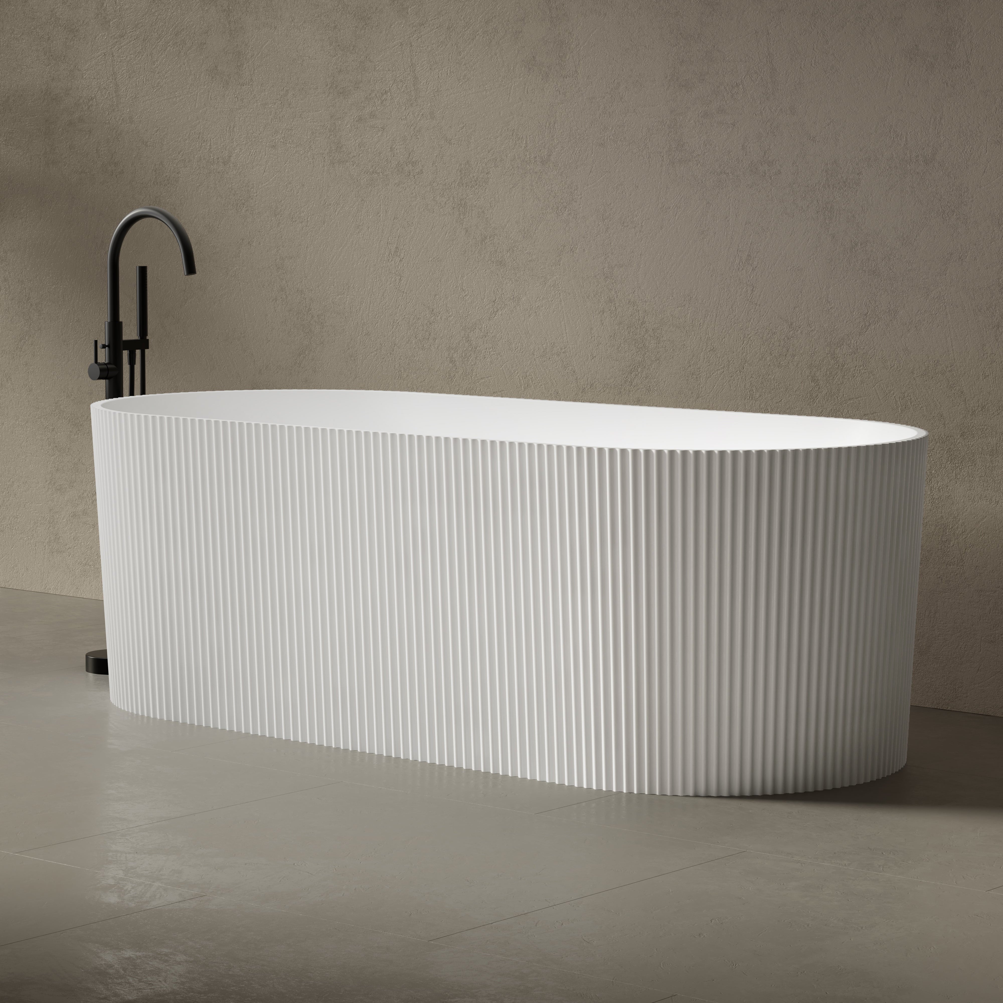 66.9 Inch MonBlari Solid Surface Freestanding Bathtub TW-8301-Side View