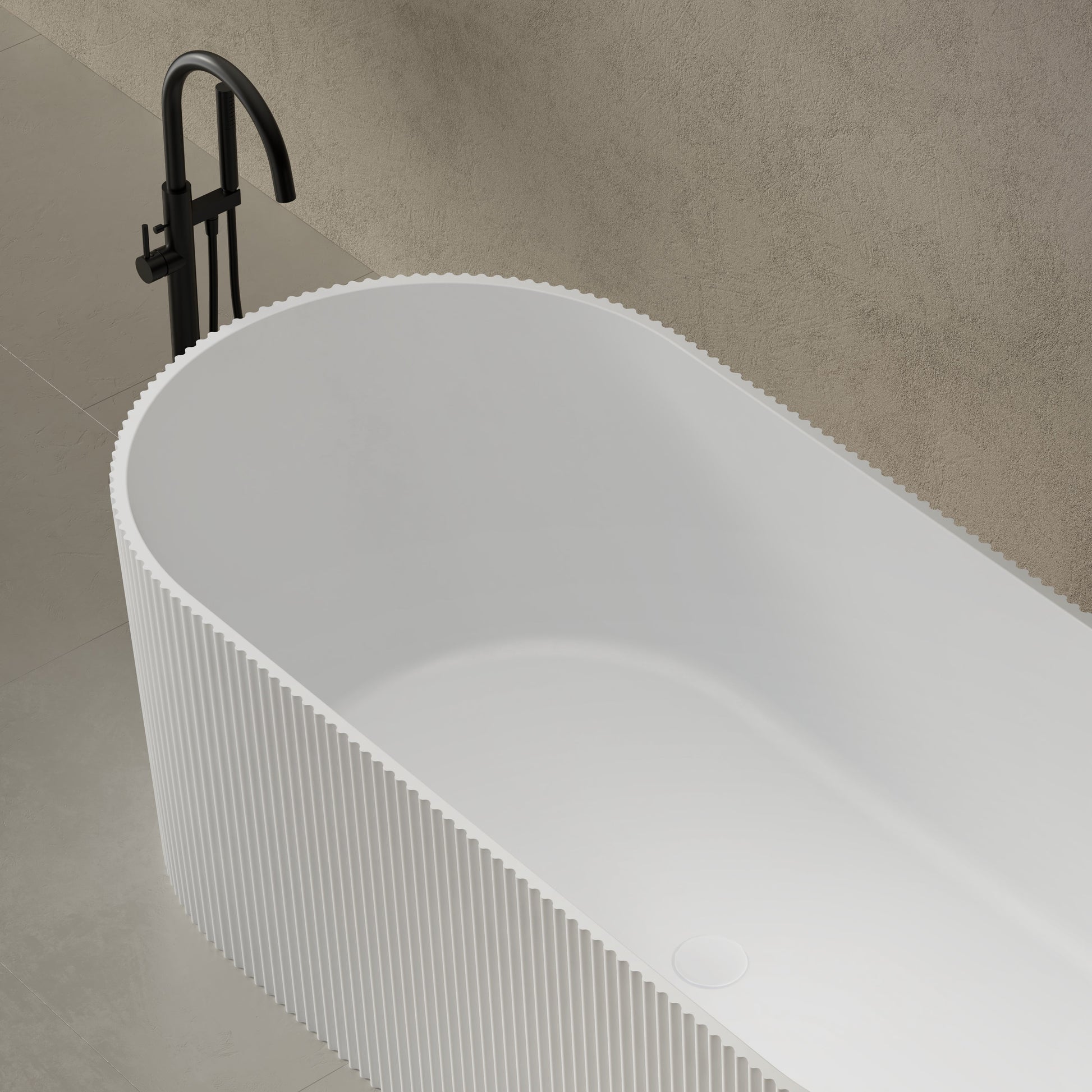 66.9 Inch MonBlari Solid Surface Freestanding Bathtub TW-8301-TopCloseUp