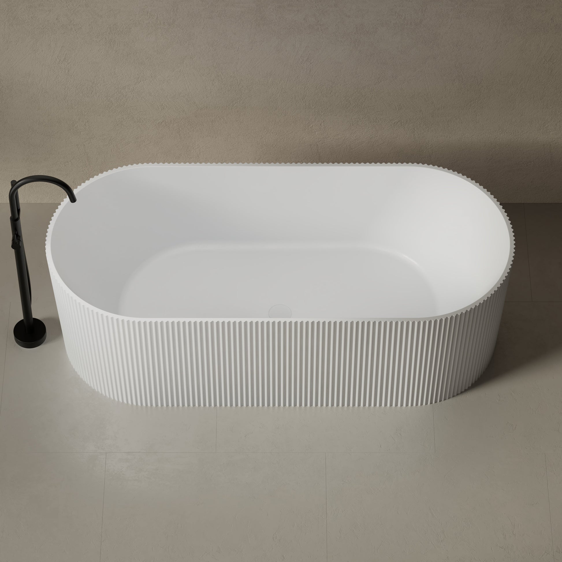 66.9 Inch MonBlari Solid Surface Freestanding Bathtub TW-8301-FrontTop
