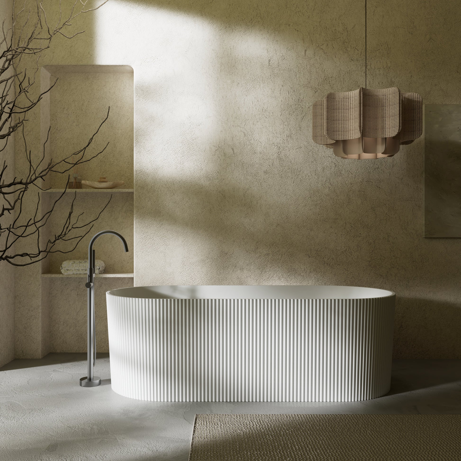 66.9 Inch MonBlari Solid Surface Freestanding Bathtub TW-8301-FrontView