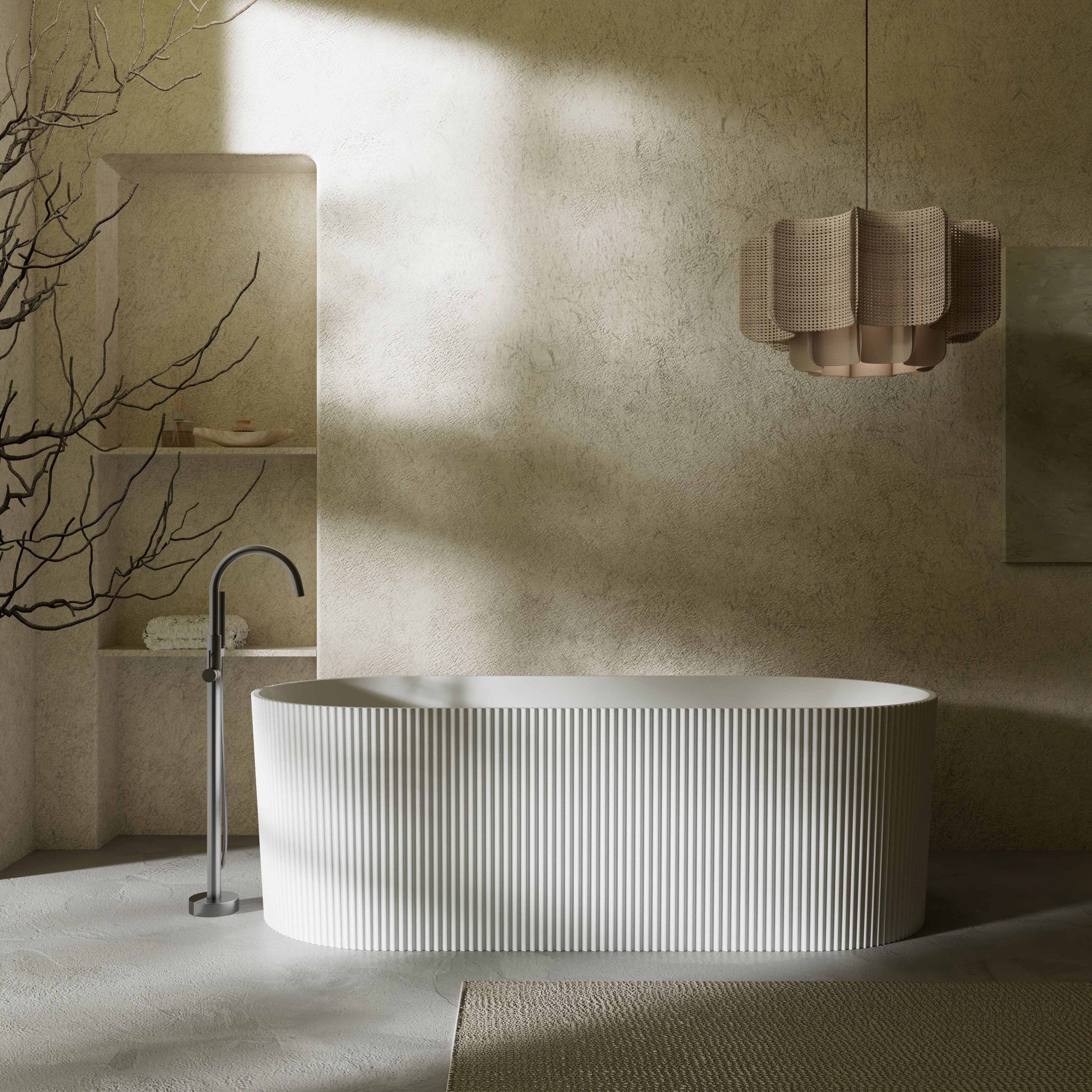 66.9 Inch MonBlari Solid Surface Freestanding Bathtub TW-8301-FrontView